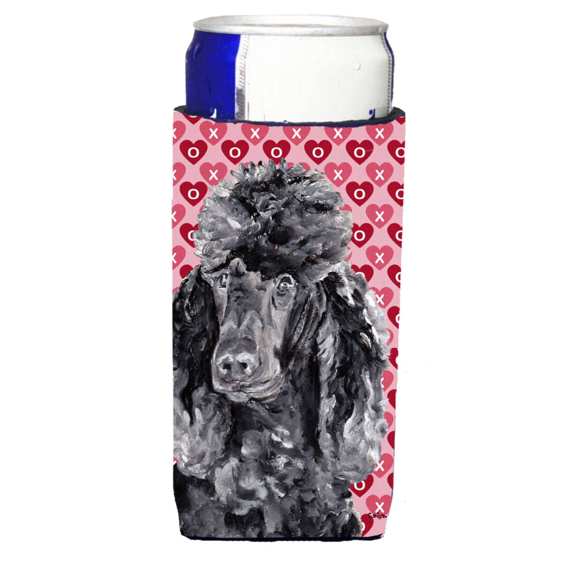 Black Standard Poodle Hearts And Love Ultra Hugger For Slim Cans