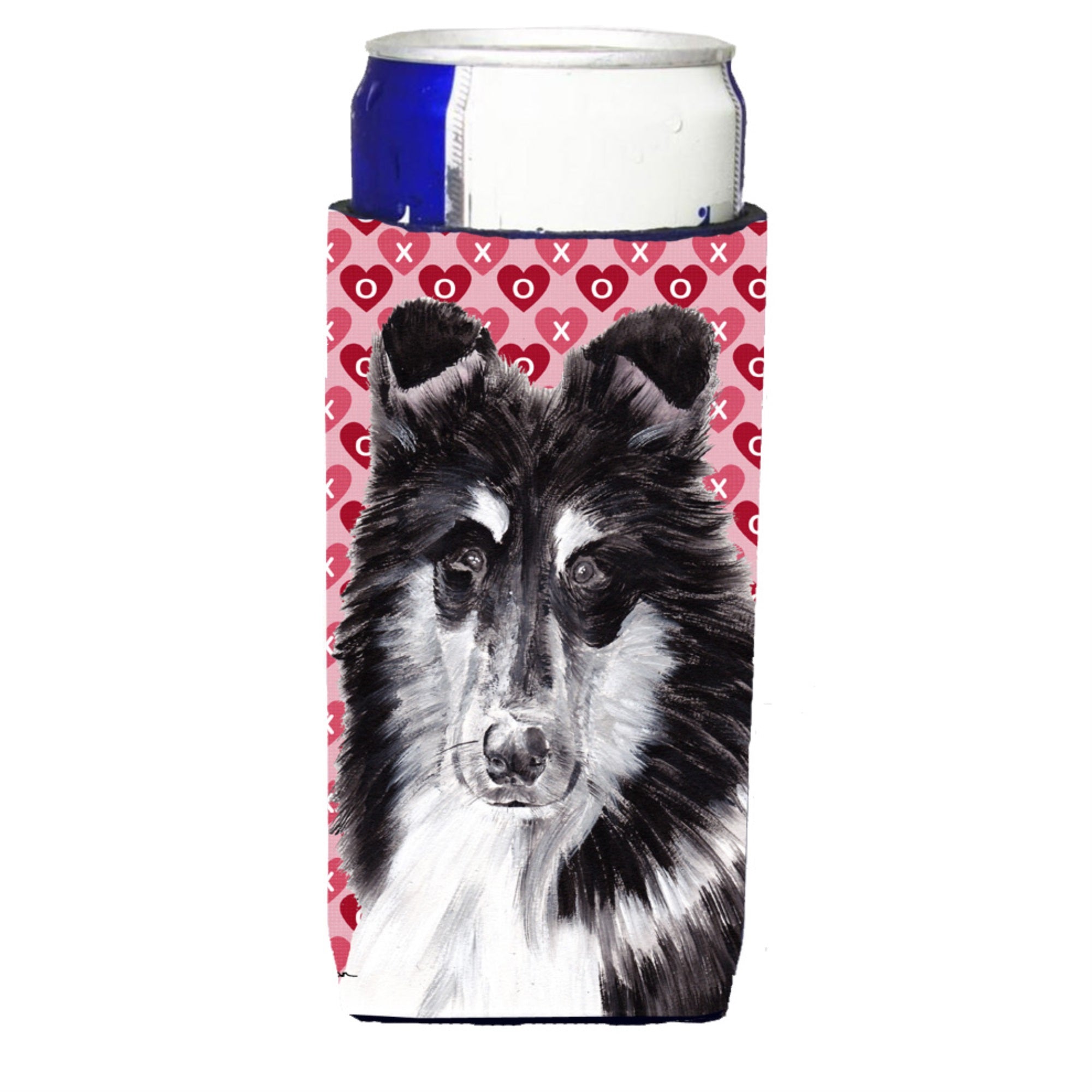 Black And White Collie Hearts And Love Ultra Hugger For Slim Cans