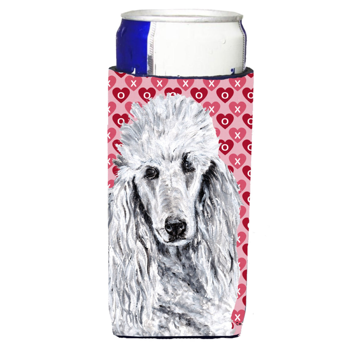 White Standard Poodle Hearts And Love Ultra Hugger For Slim Cans