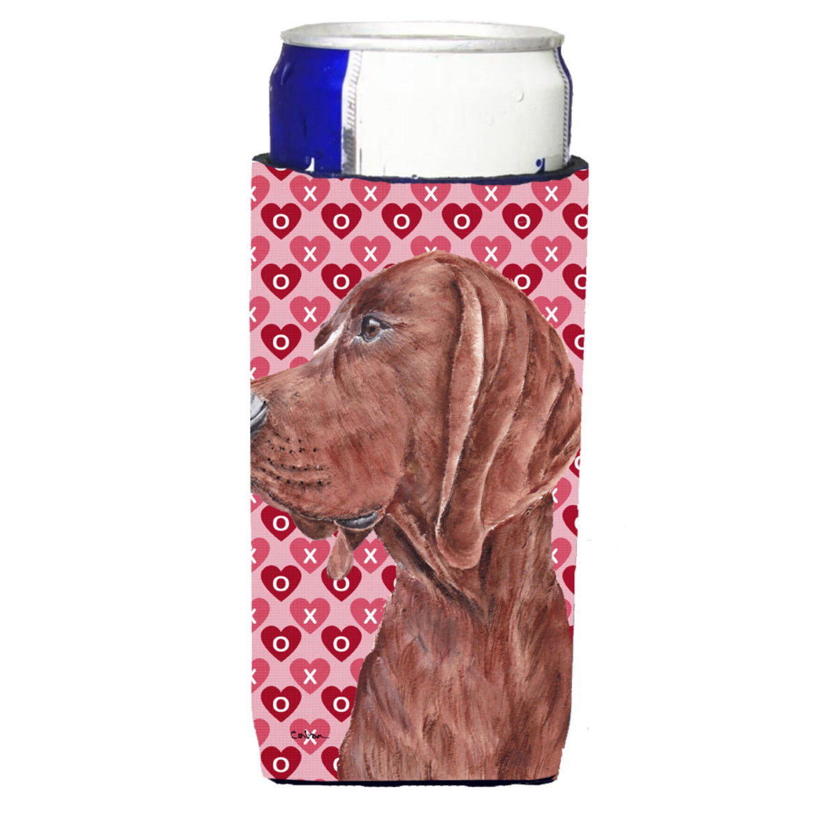 Redbone Coonhound Hearts And Love Ultra Hugger For Slim Cans