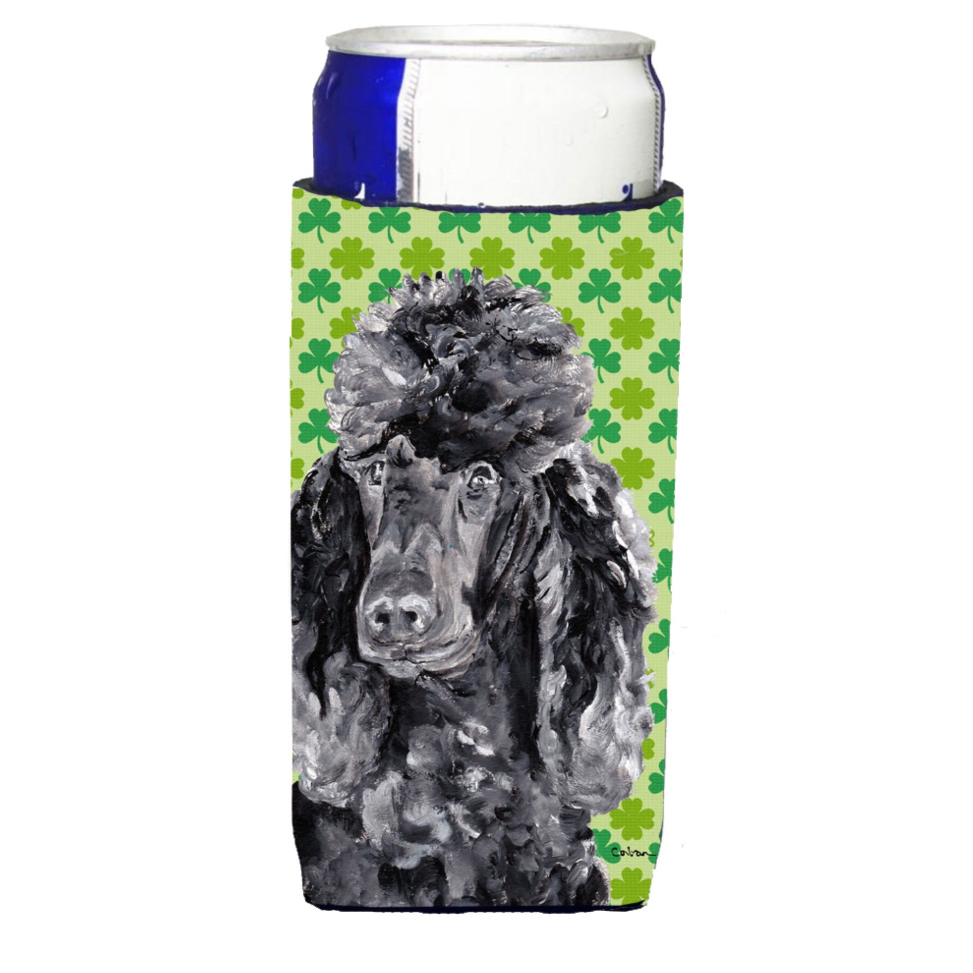 Black Standard Poodle Lucky Shamrock St. Patrick'S Day Ultra Hugger For Slim Cans