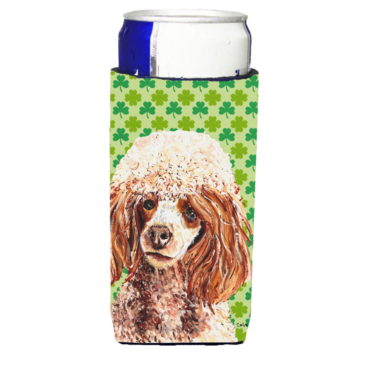 Red Miniature Poodle Lucky Shamrock St. Patrick'S Day Ultra Hugger For Slim Cans