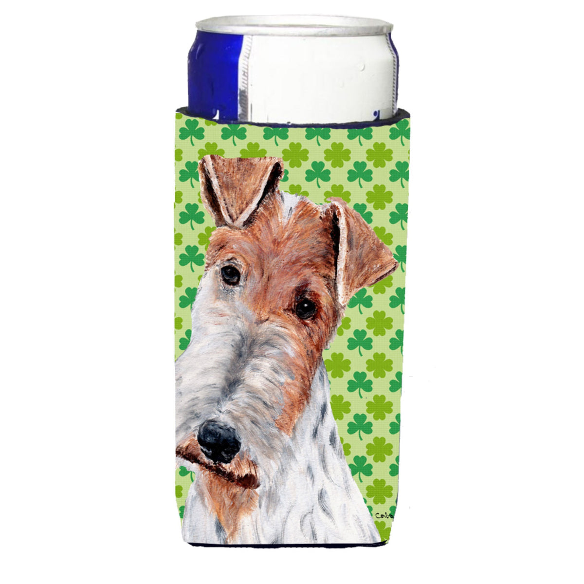 Wire Fox Terrier Lucky Shamrock St. Patrick'S Day Ultra Hugger For Slim Cans