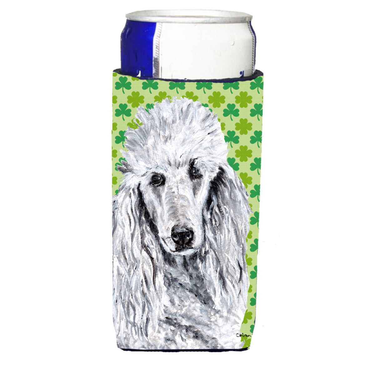 White Standard Poodle Lucky Shamrock St. Patrick'S Day Ultra Hugger For Slim Cans