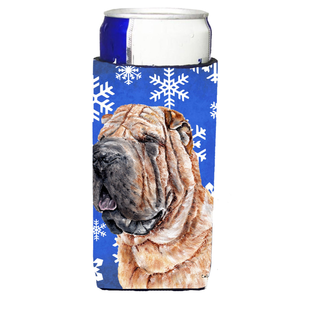 Shar Pei Winter Snowflakes Ultra Hugger For Slim Cans