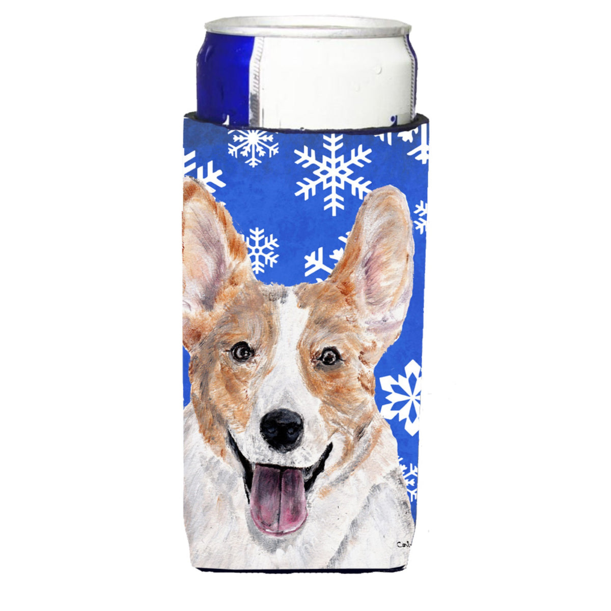 Cardigan Corgi Winter Snowflakes Ultra Hugger For Slim Cans