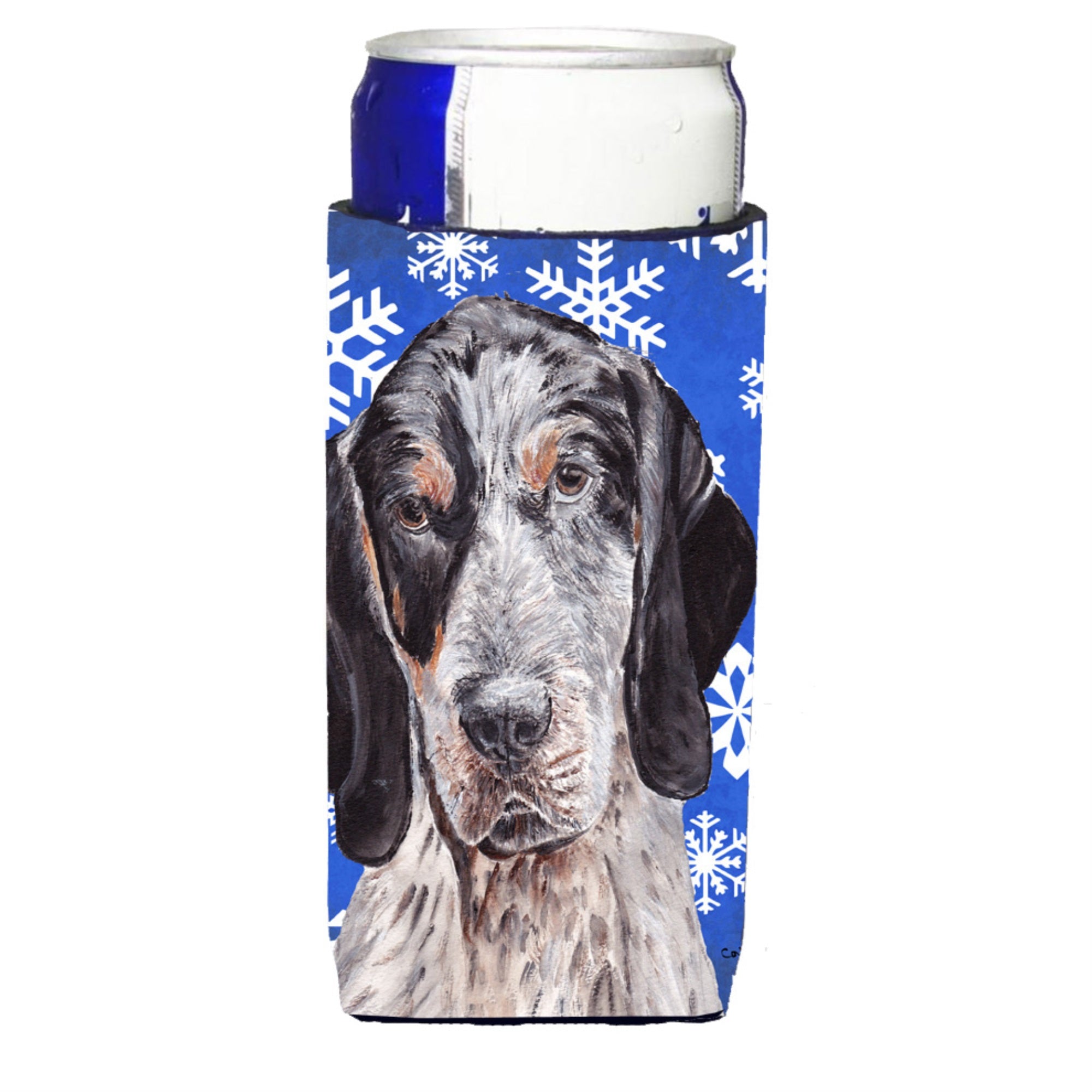Blue Tick Coonhound Winter Snowflakes Ultra Hugger For Slim Cans