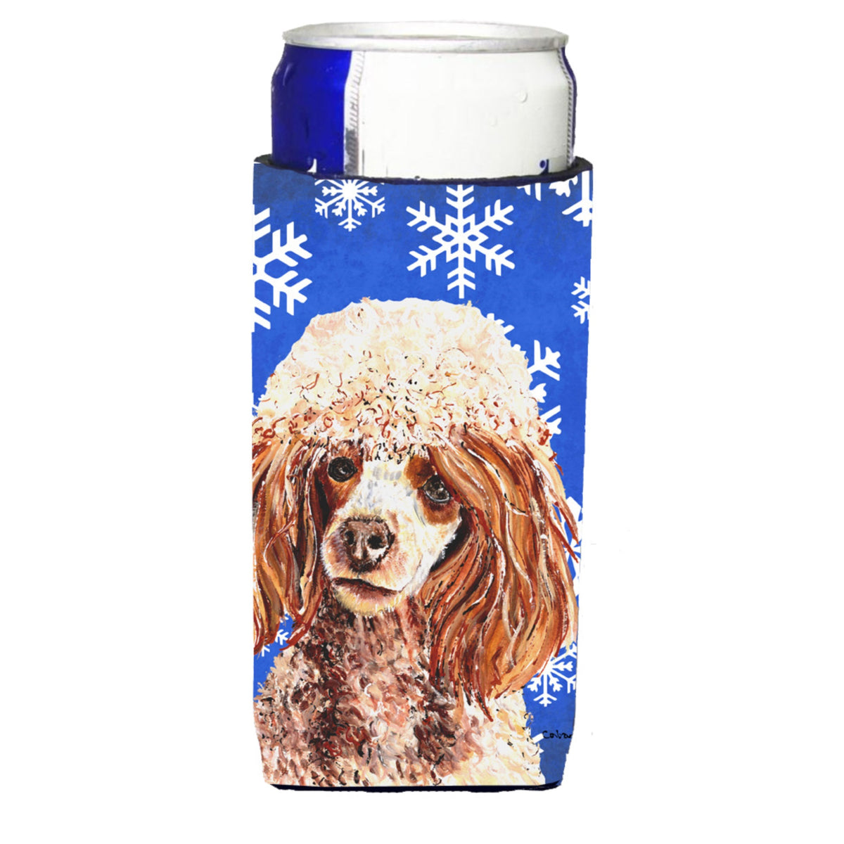 Red Miniature Poodle Winter Snowflakes Ultra Hugger For Slim Cans