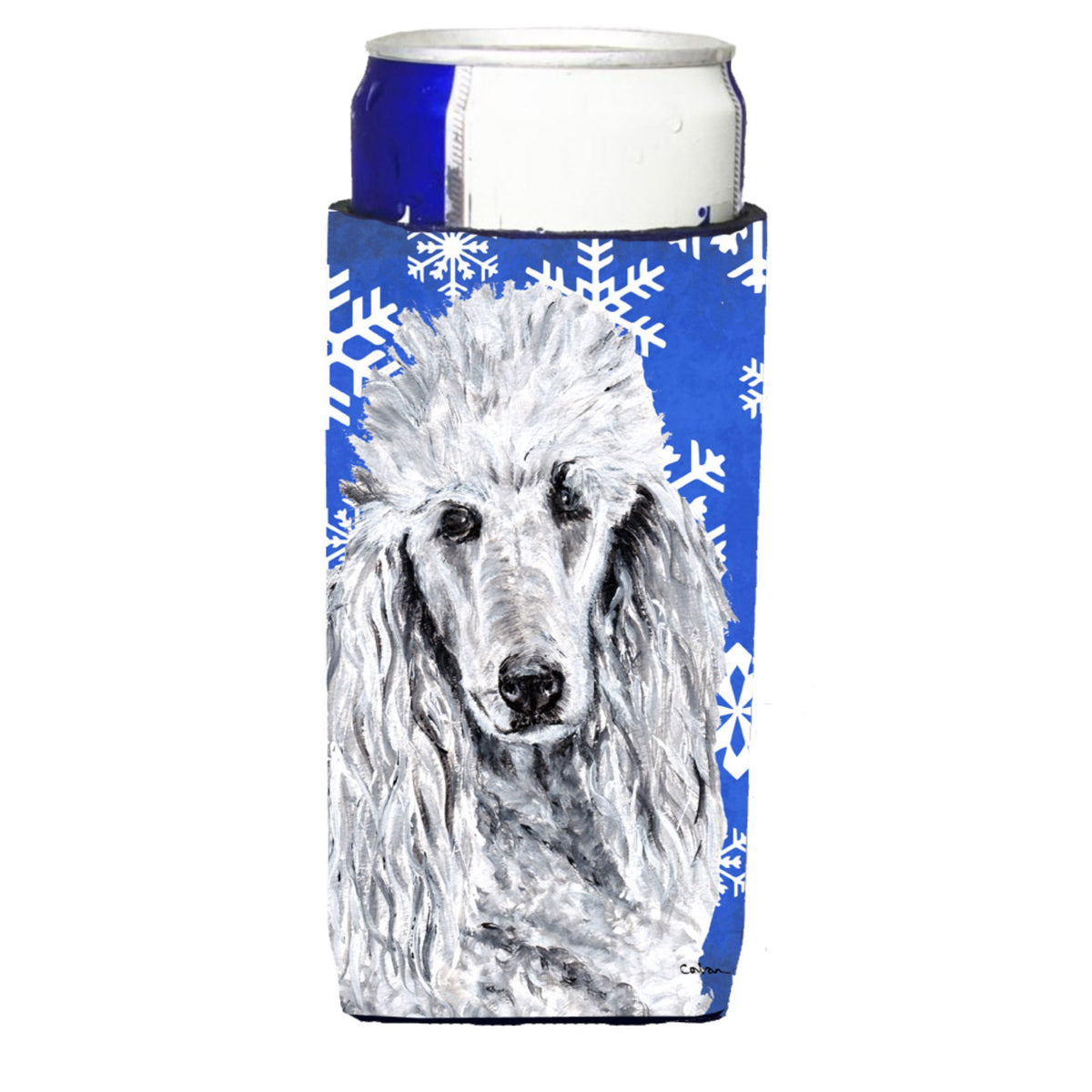 White Standard Poodle Winter Snowflakes Ultra Hugger For Slim Cans