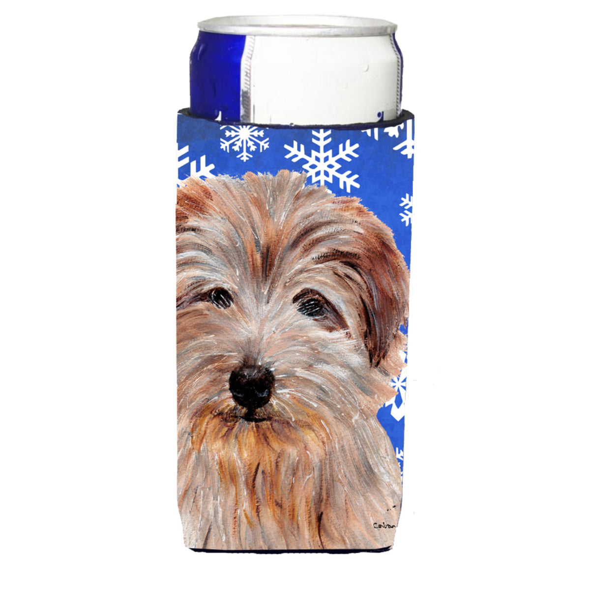 Norfolk Terrier Winter Snowflakes Ultra Hugger For Slim Cans