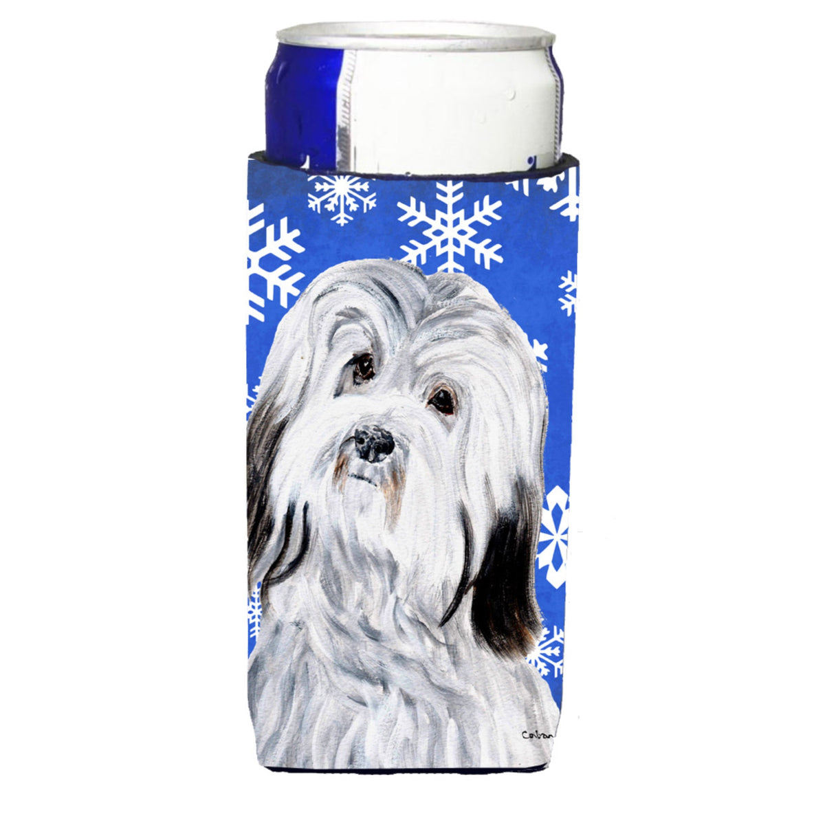 Havanese Winter Snowflakes Ultra Hugger For Slim Cans