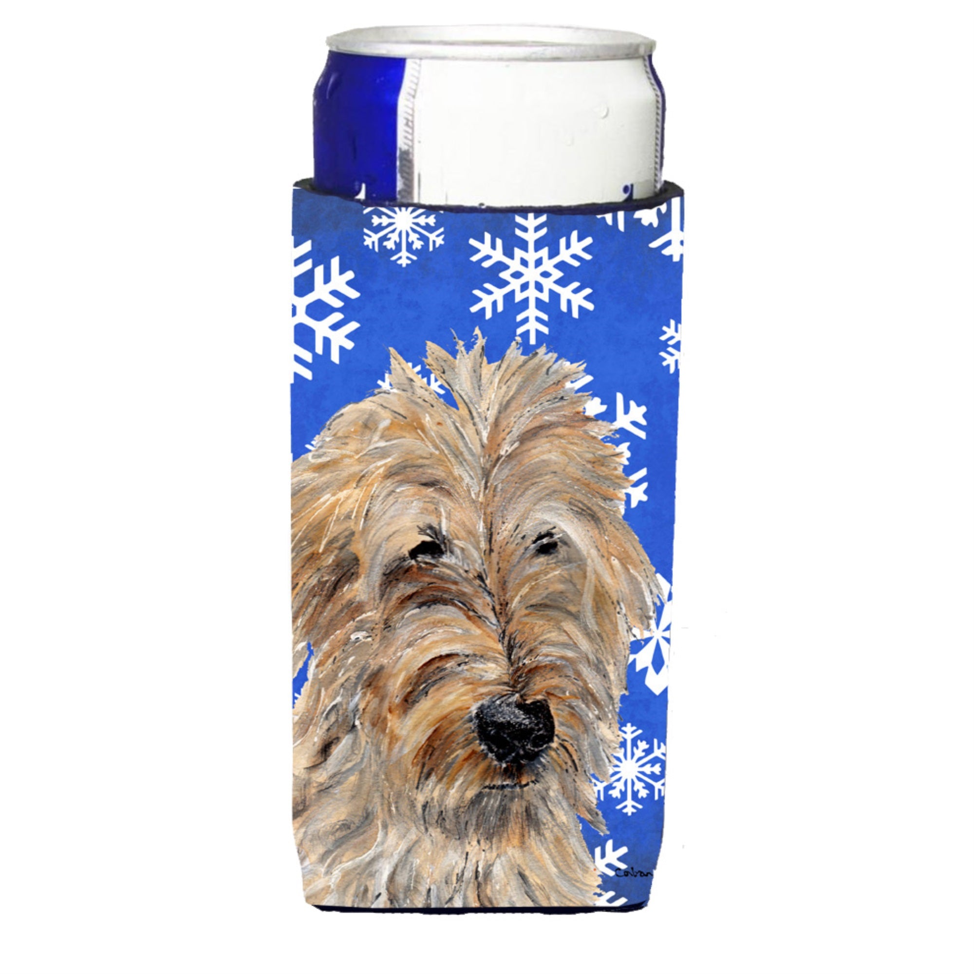Golden Doodle 2 Winter Snowflakes Ultra Hugger For Slim Cans