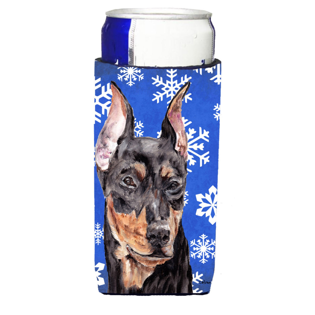German Pinscher Winter Snowflakes Ultra Hugger For Slim Cans