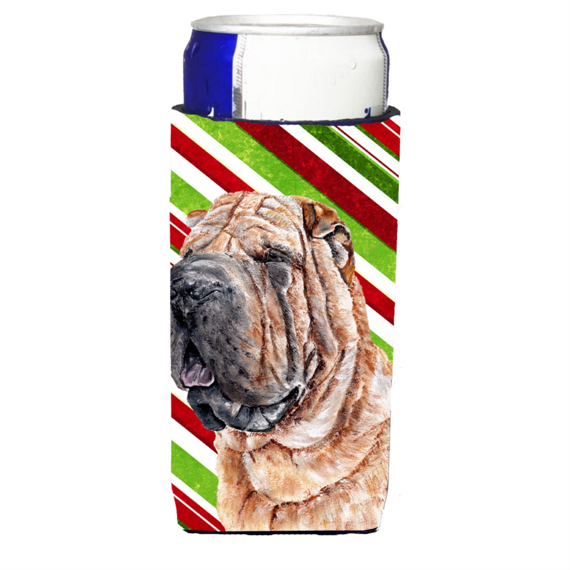 Shar Pei Candy Cane Christmas Ultra Hugger For Slim Cans