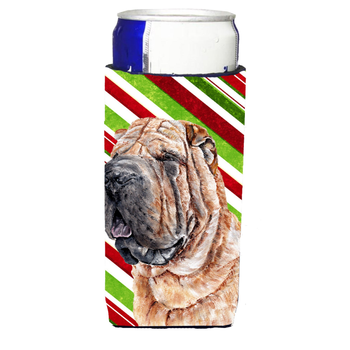 Shar Pei Candy Cane Christmas Ultra Hugger For Slim Cans