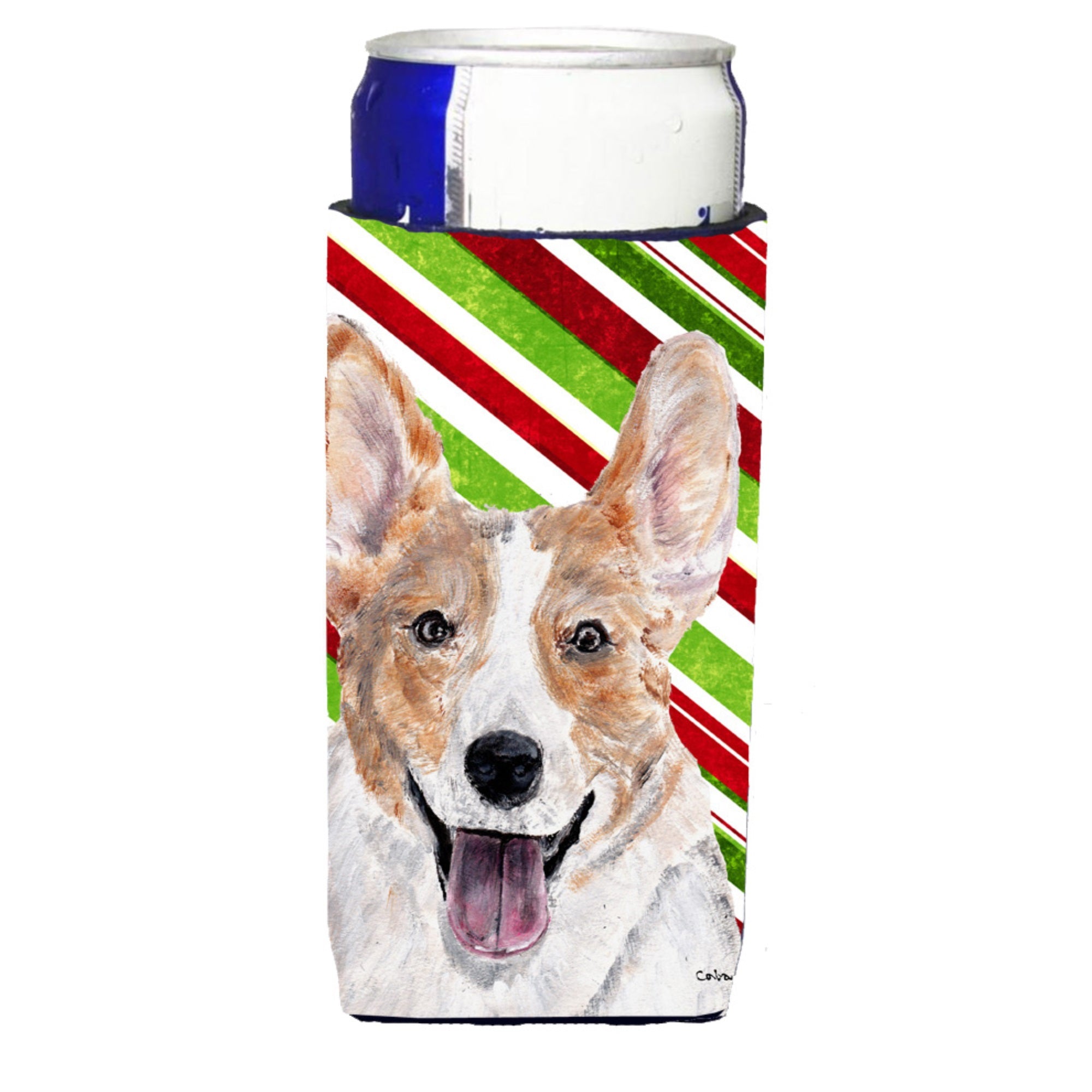 Cardigan Corgi Candy Cane Christmas Ultra Hugger For Slim Cans