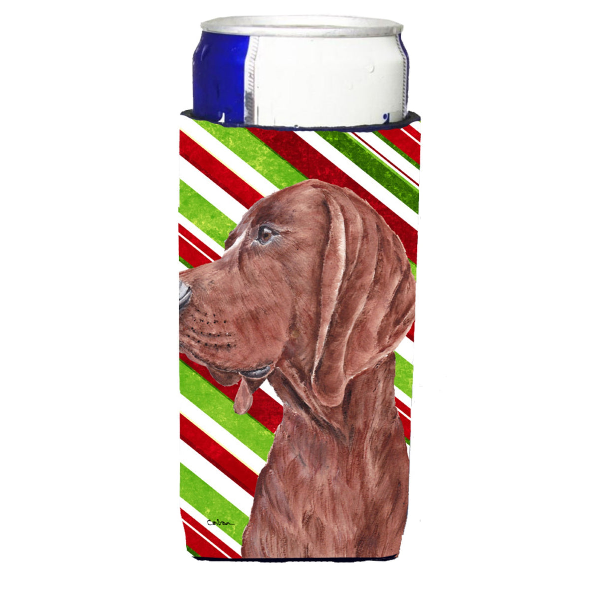 Redbone Coonhound Candy Cane Christmas Ultra Hugger For Slim Cans
