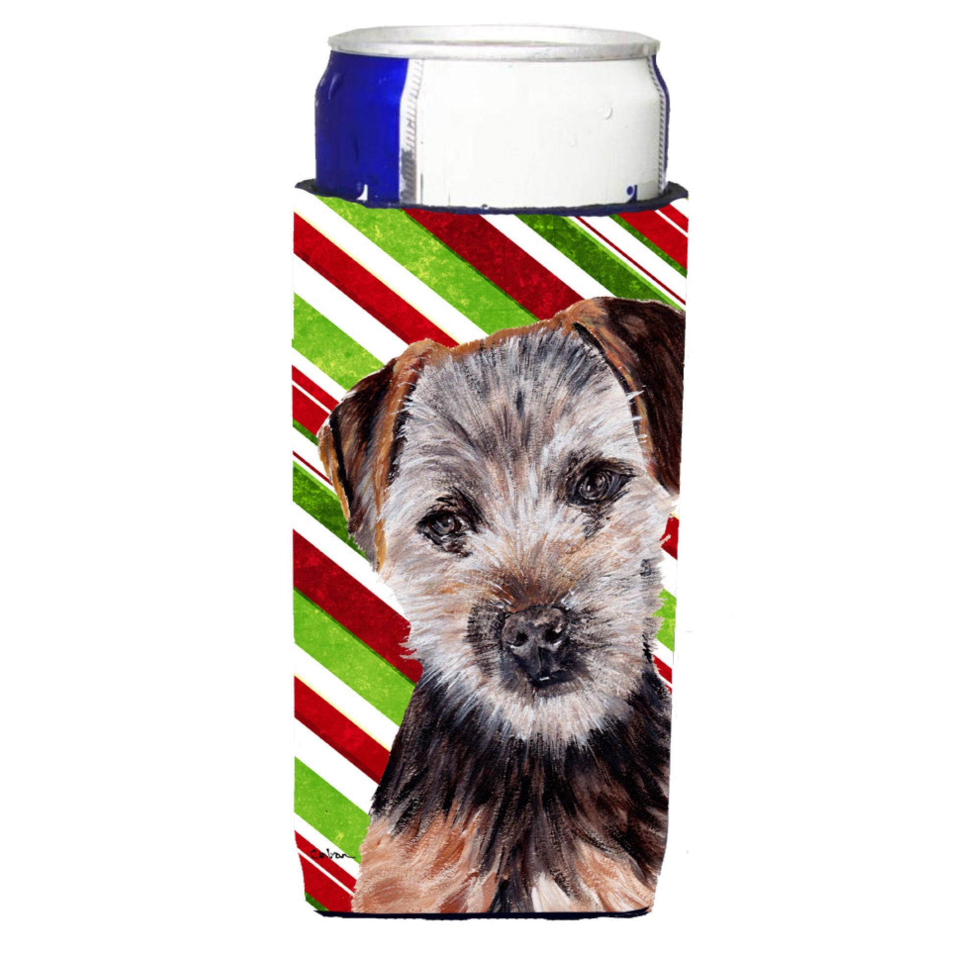 Norfolk Terrier Puppy Candy Cane Christmas Ultra Hugger For Slim Cans