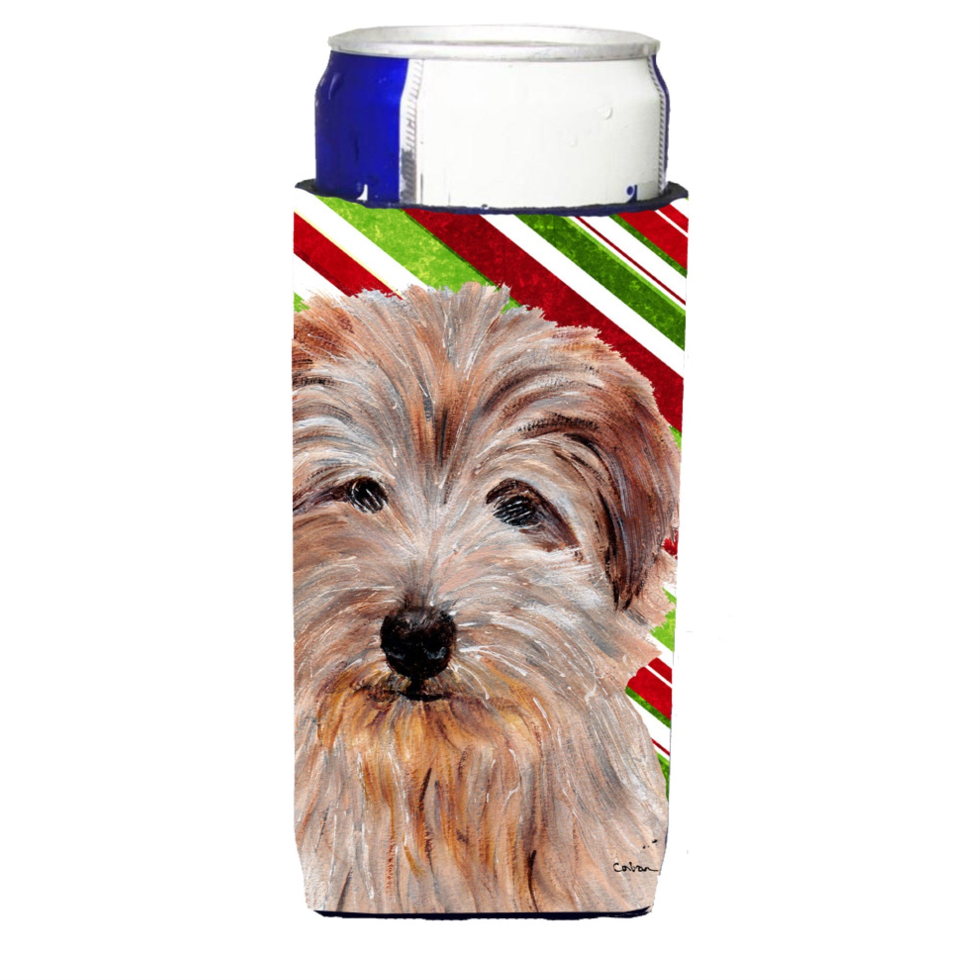 Norfolk Terrier Candy Cane Christmas Ultra Hugger For Slim Cans