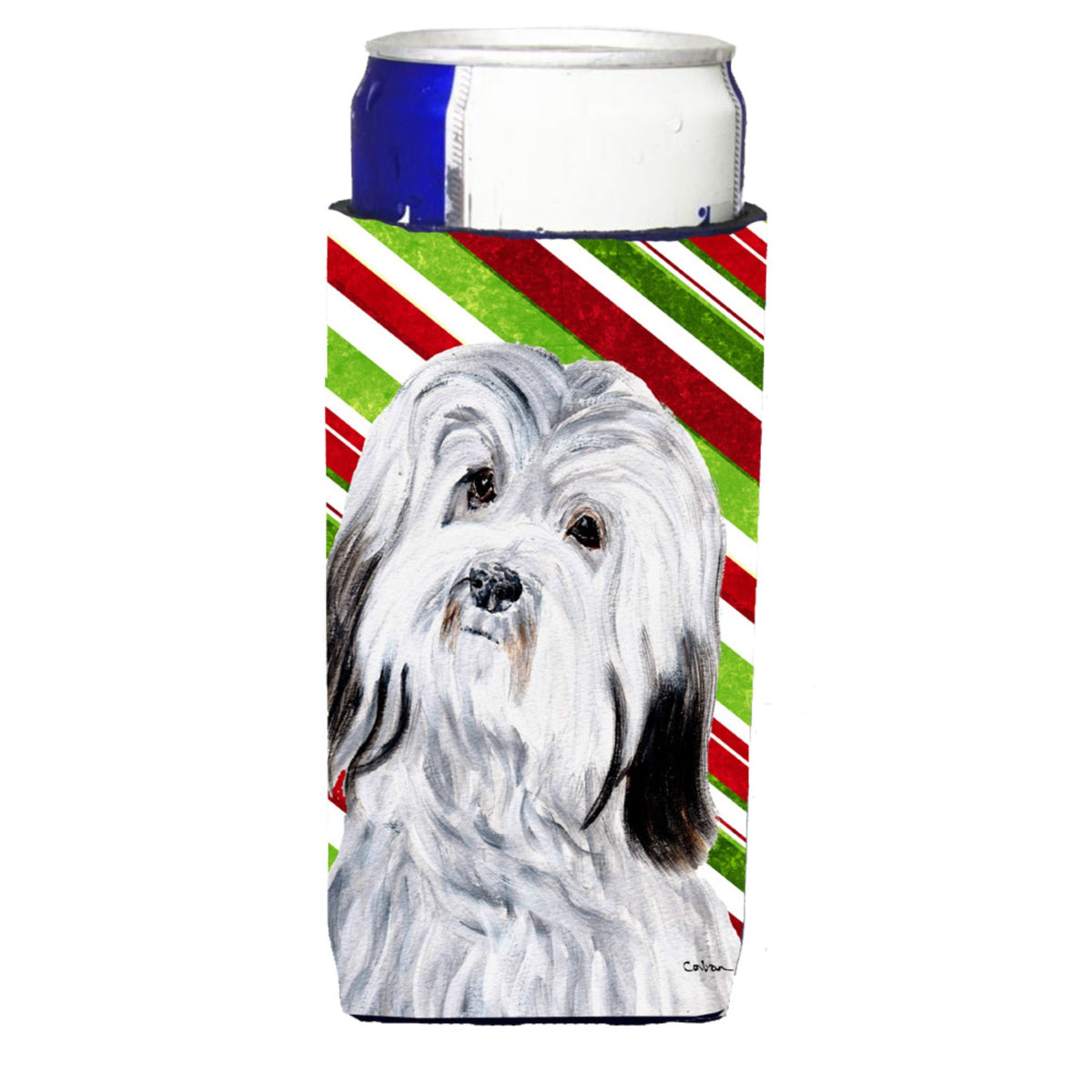Havanese Candy Cane Christmas Ultra Hugger For Slim Cans