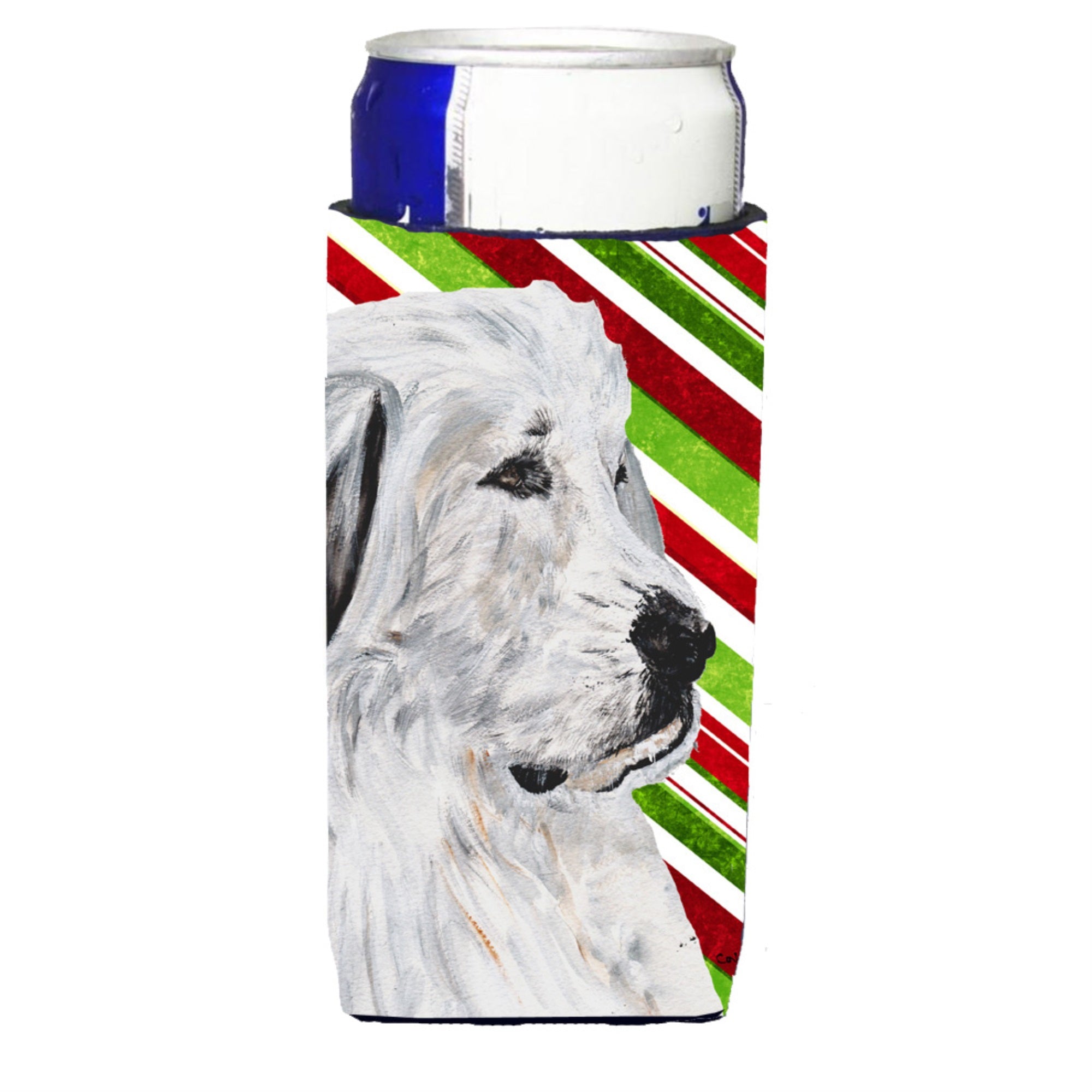 Great Pyrenees Candy Cane Christmas Ultra Hugger For Slim Cans