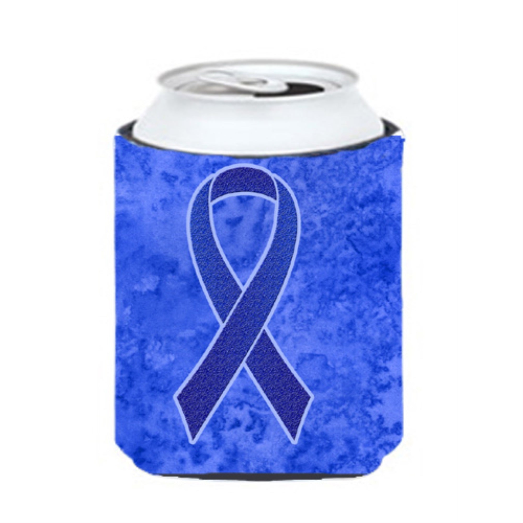 Dark Blue Ribbon For Colon Cancer Awareness Can Or Bottle Hugger