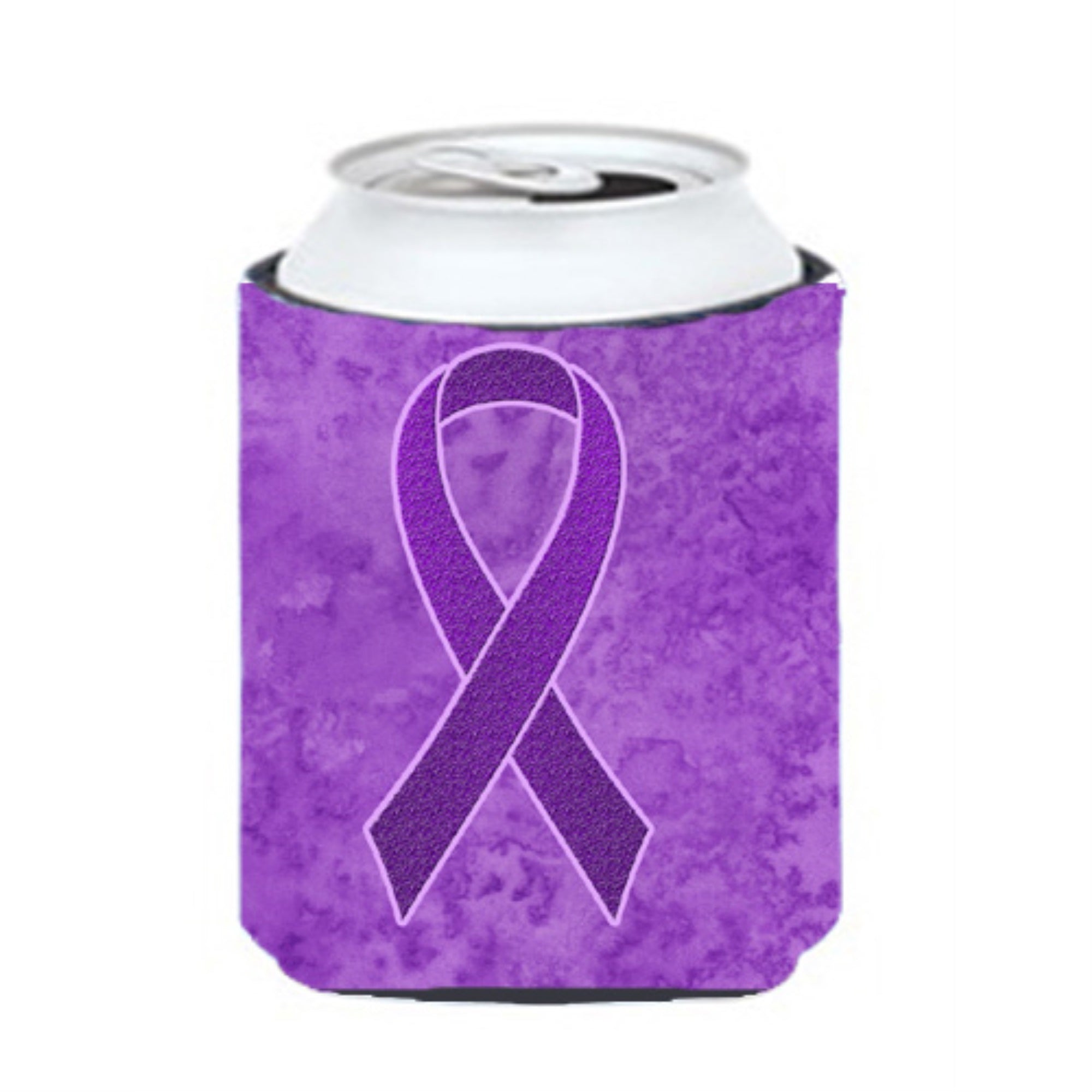 Purple Ribbon For Pancreatic And Leiomyosarcoma Cancer Awareness Can Or Bottle Hugger