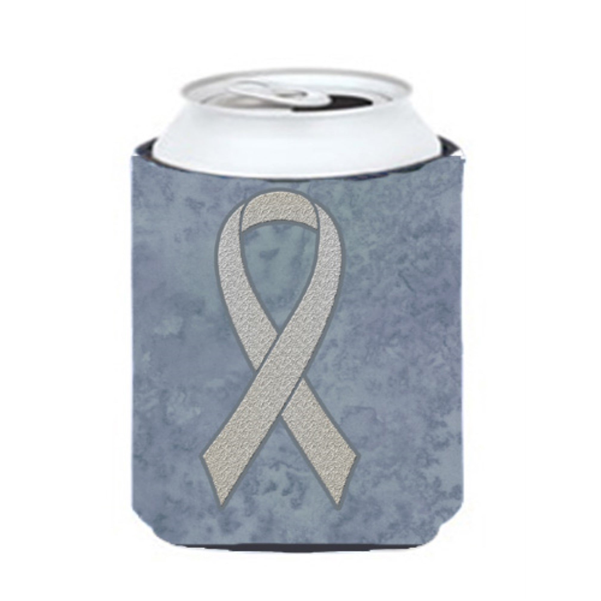Clear Ribbon For Lung Cancer Awareness Can Or Bottle Hugger