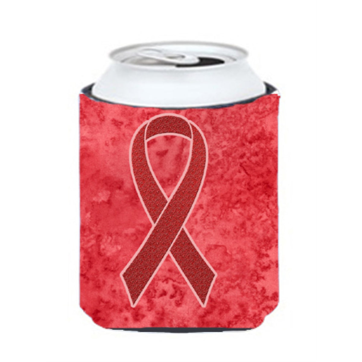 Red Ribbon For Aids Awareness Can Or Bottle Hugger