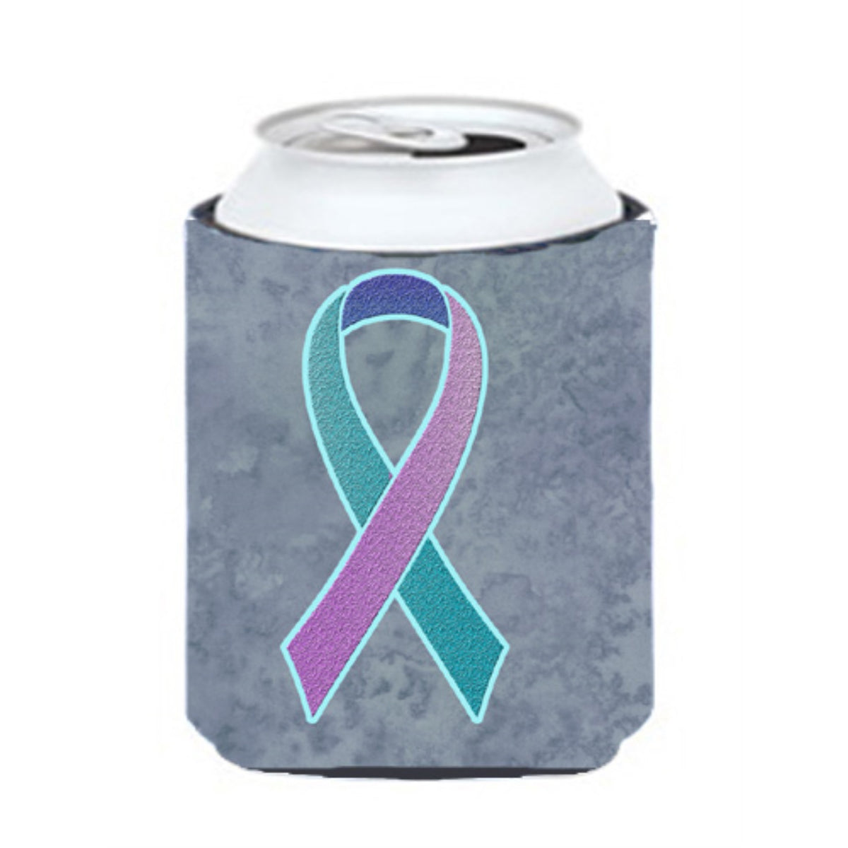 Teal, Pink And Blue Ribbon For Thyroid Cancer Awareness Can Or Bottle Hugger