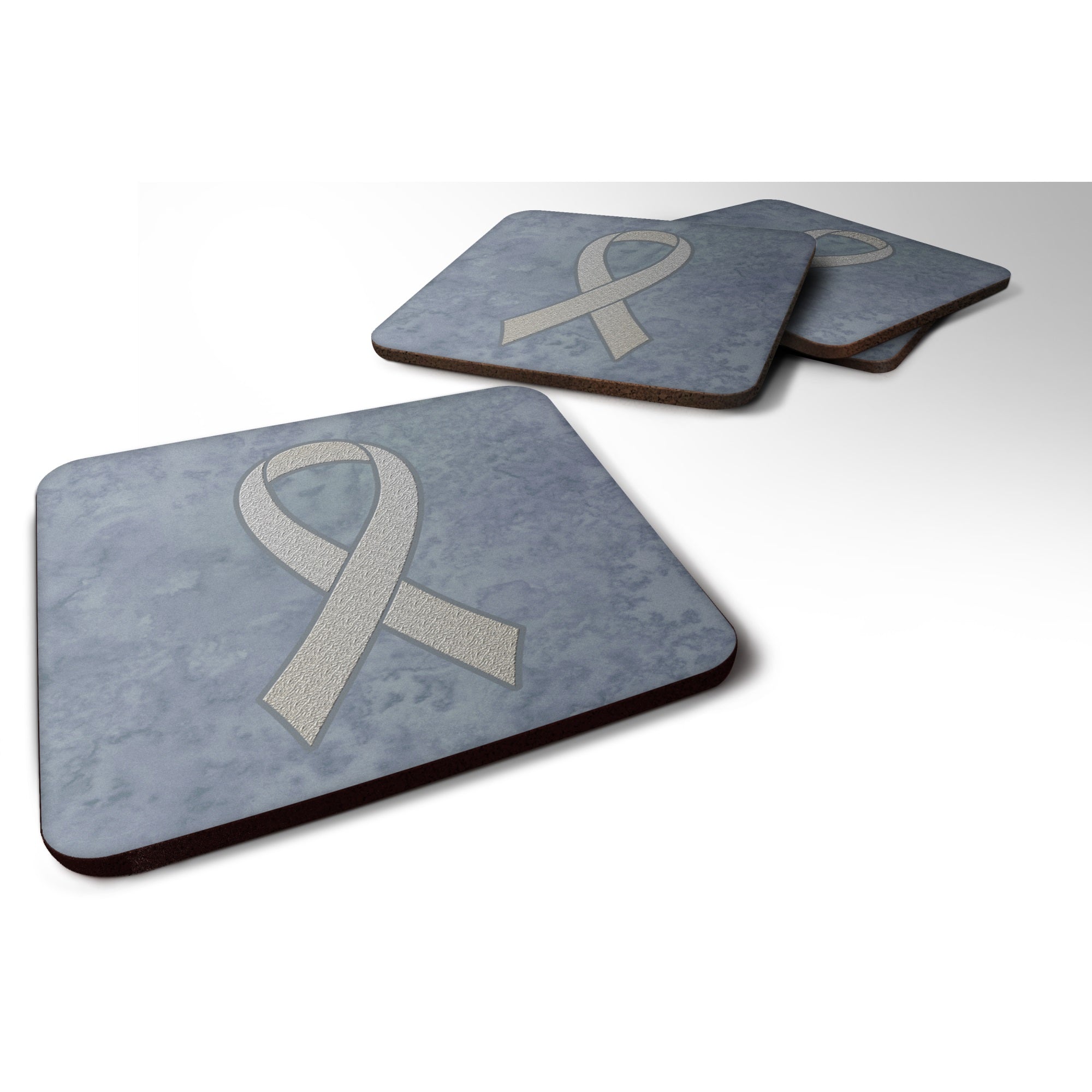 Clear Ribbon For Lung Cancer Awareness Foam Coaster Set Of 4
