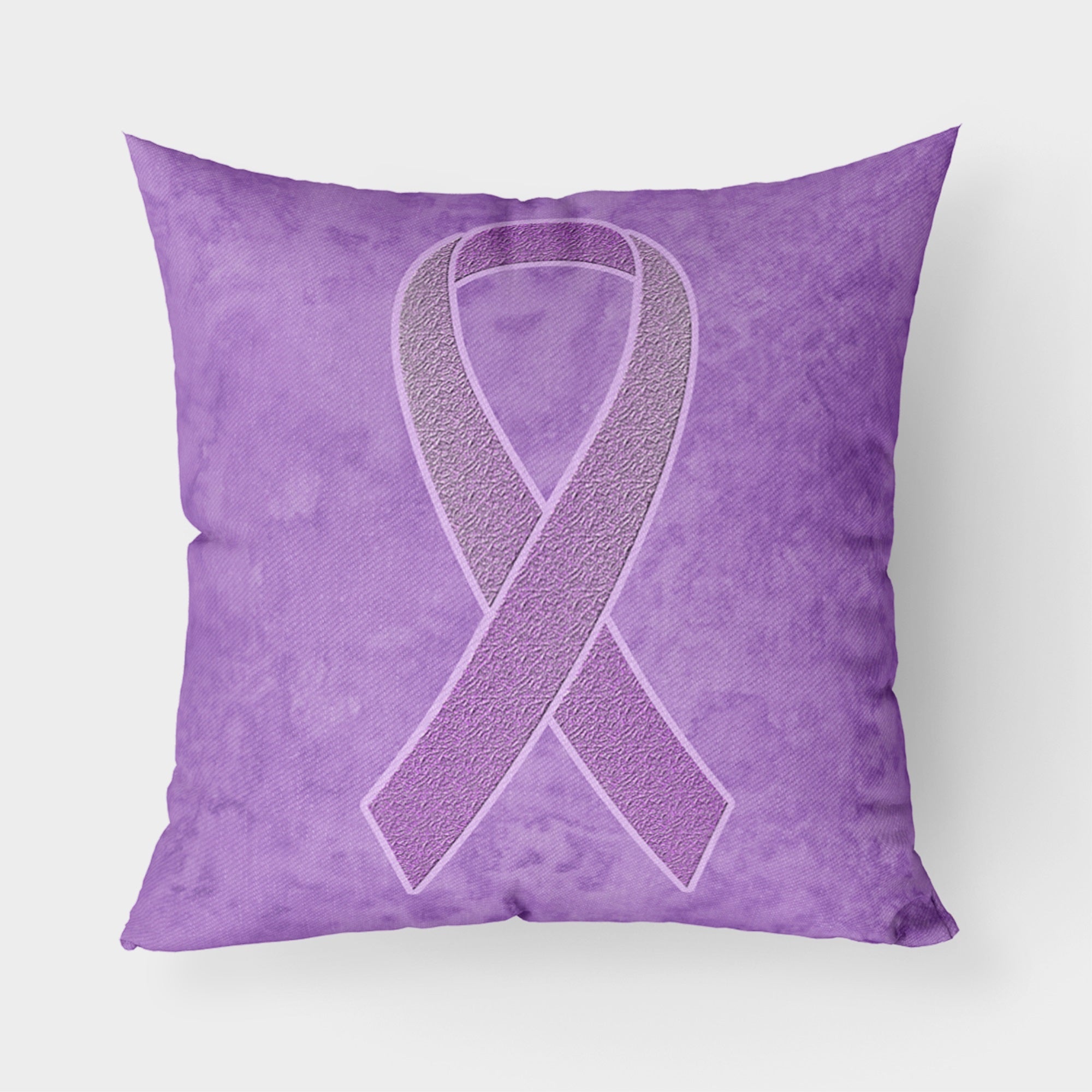 Lavender Ribbon For All Cancer Awareness Fabric Decorative Pillow