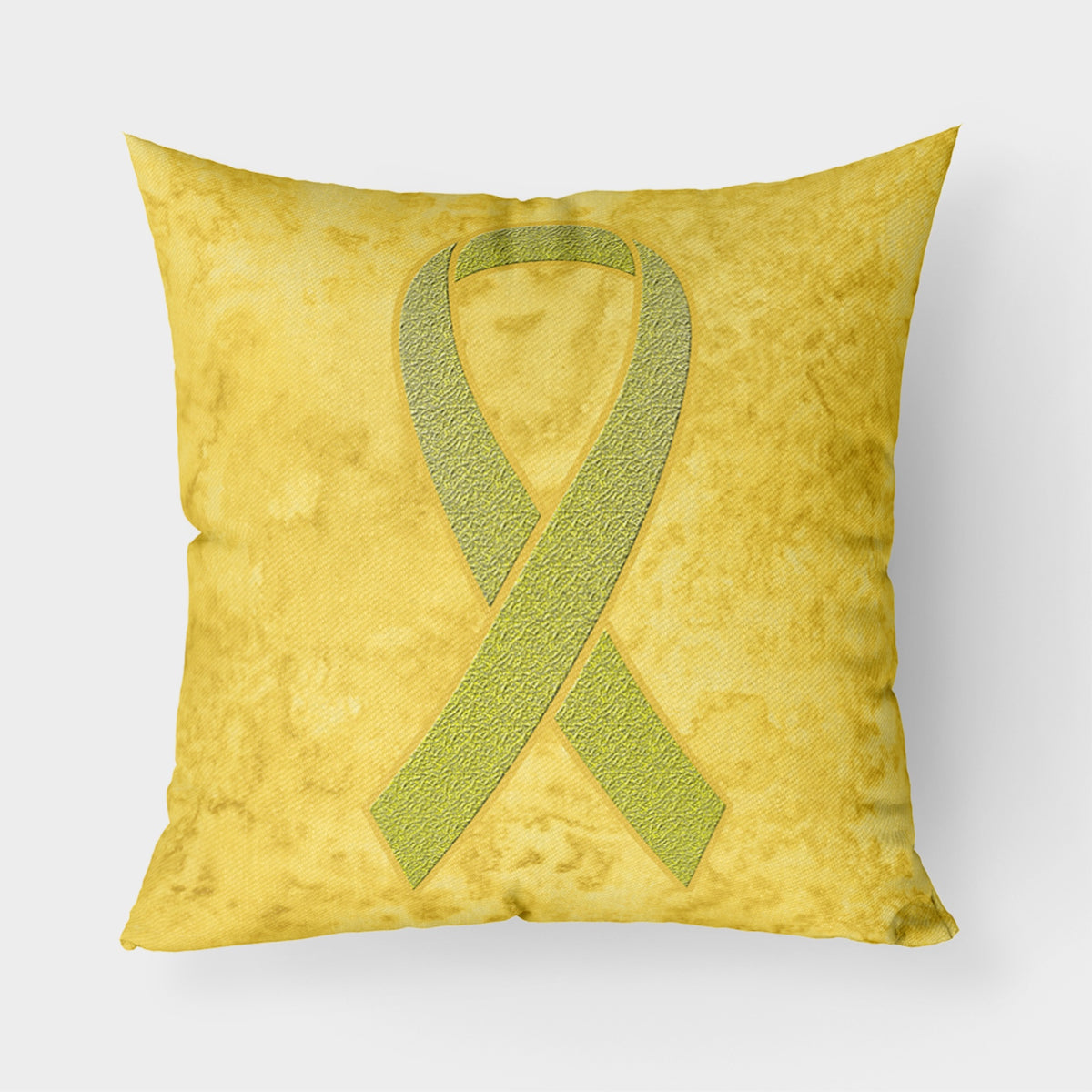 Yellow Ribbon For Sarcoma, Bone Or Bladder Cancer Awareness Fabric Decorative Pillow