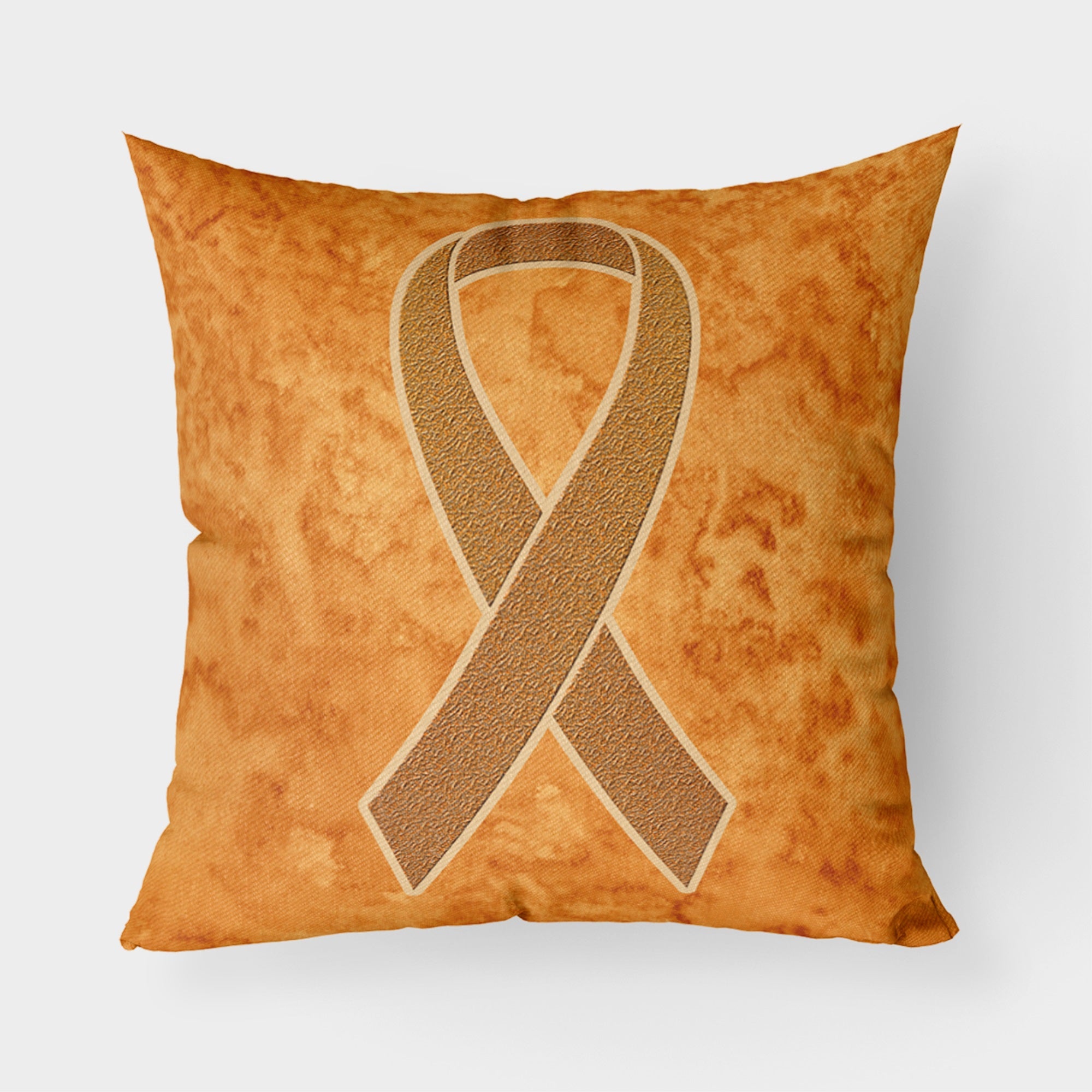Orange Ribbon For Leukemia Awareness Fabric Decorative Pillow