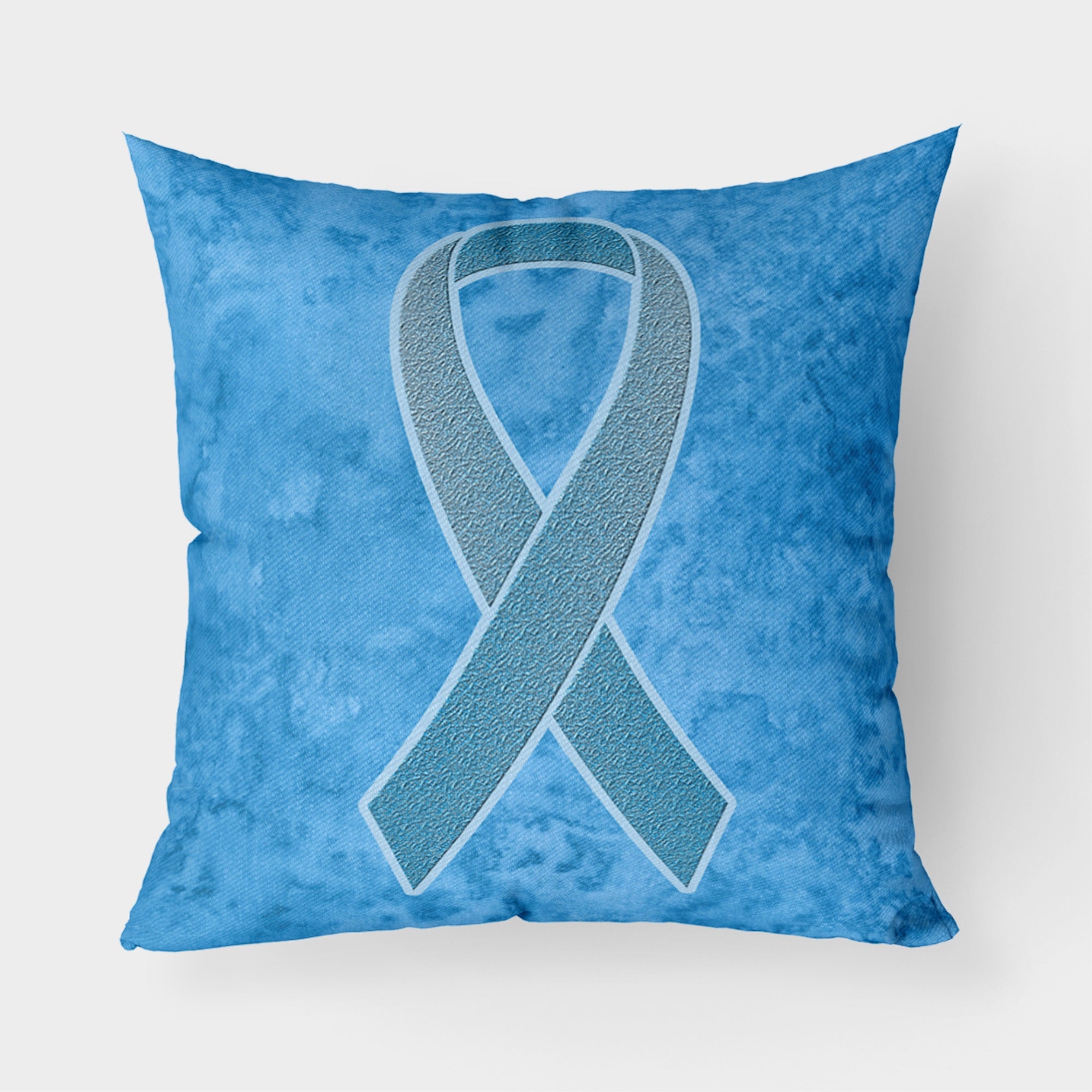 Blue Ribbon For Prostate Cancer Awareness Fabric Decorative Pillow