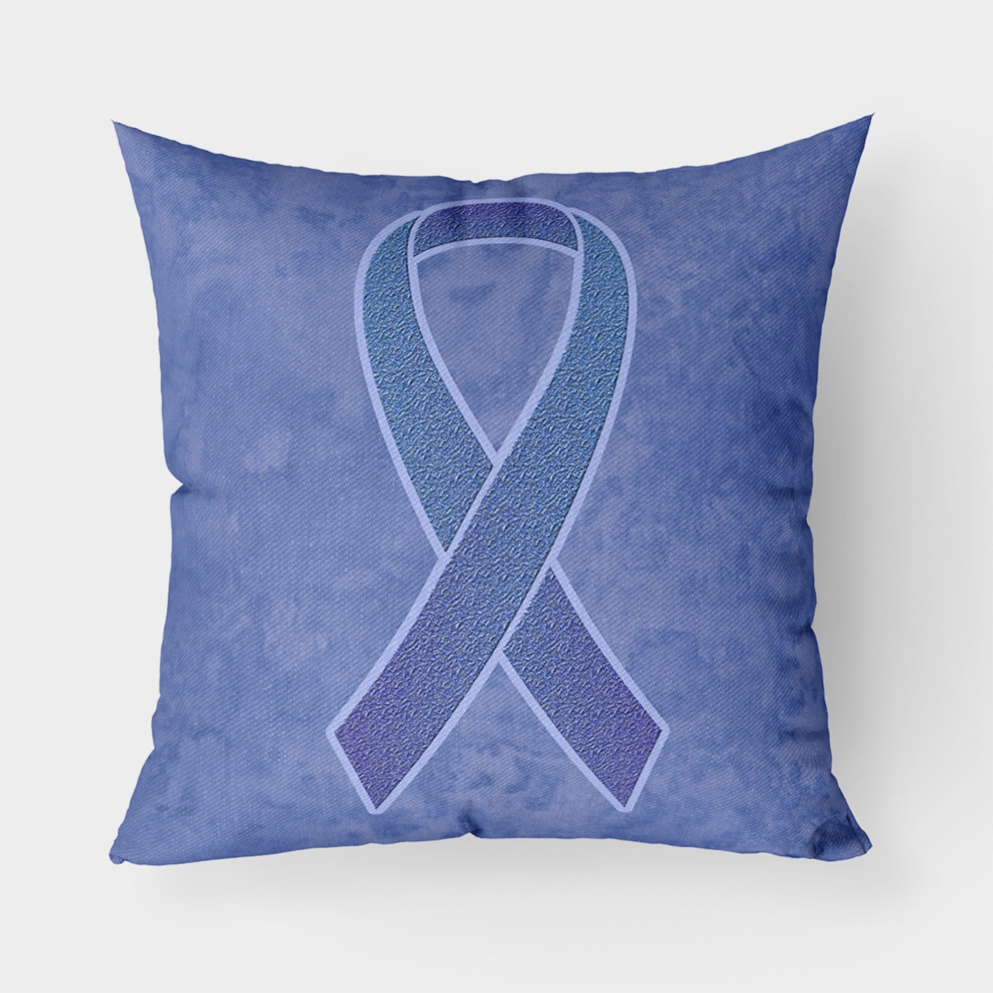 Periwinkle Blue Ribbon For Esophageal And Stomach Cancer Awareness Fabric Decorative Pillow