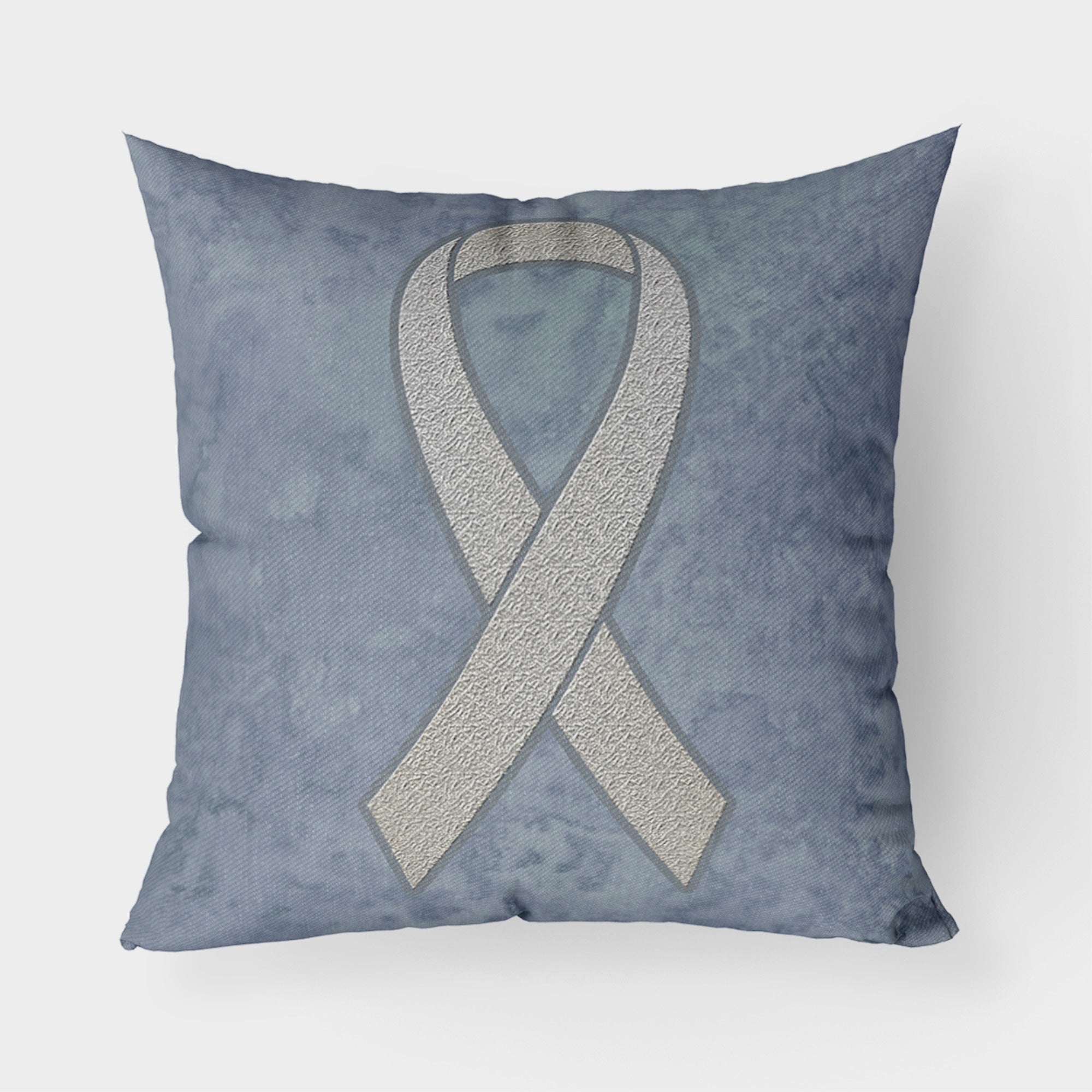 Clear Ribbon For Lung Cancer Awareness Fabric Decorative Pillow