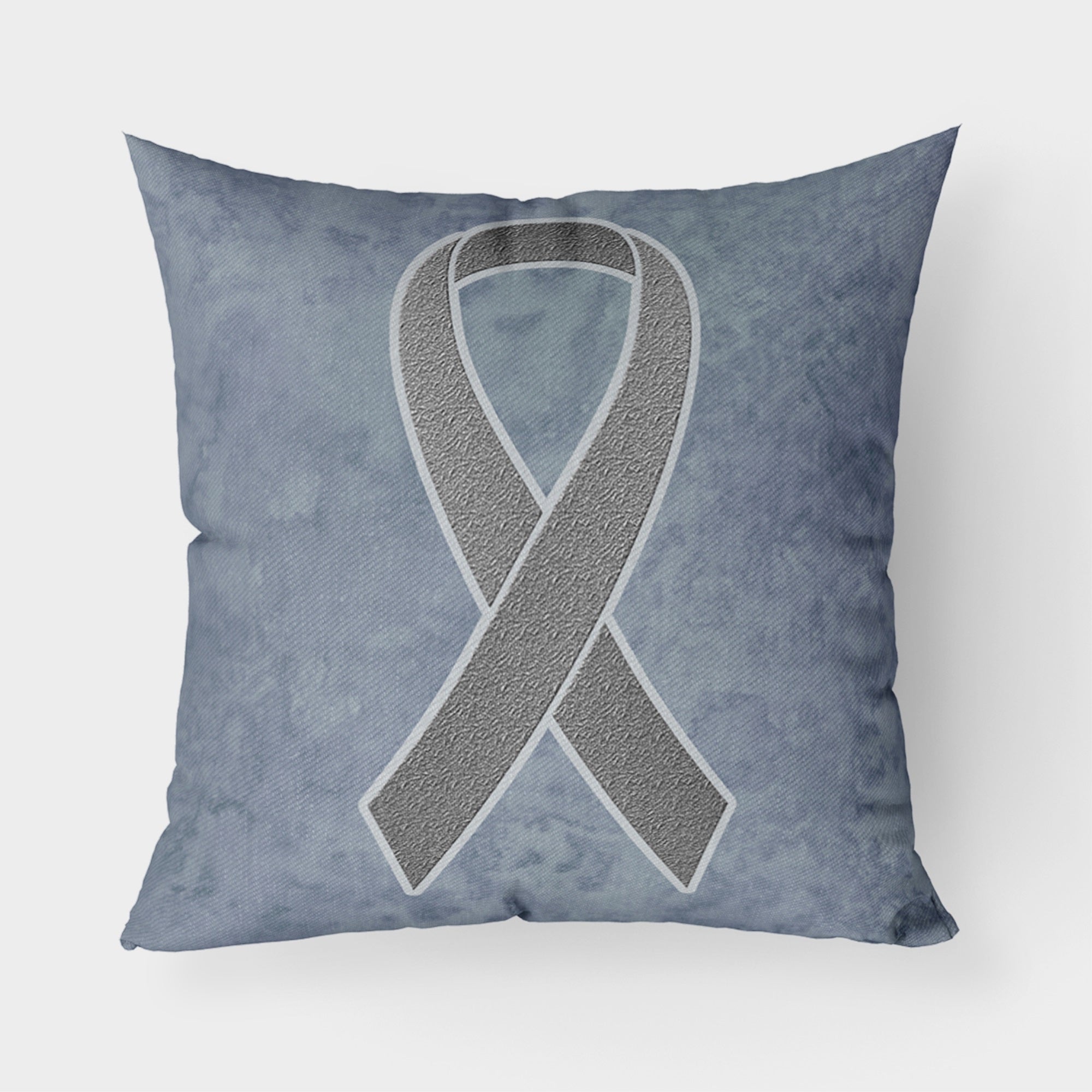 Grey Ribbon For Brain Cancer Awareness Fabric Decorative Pillow