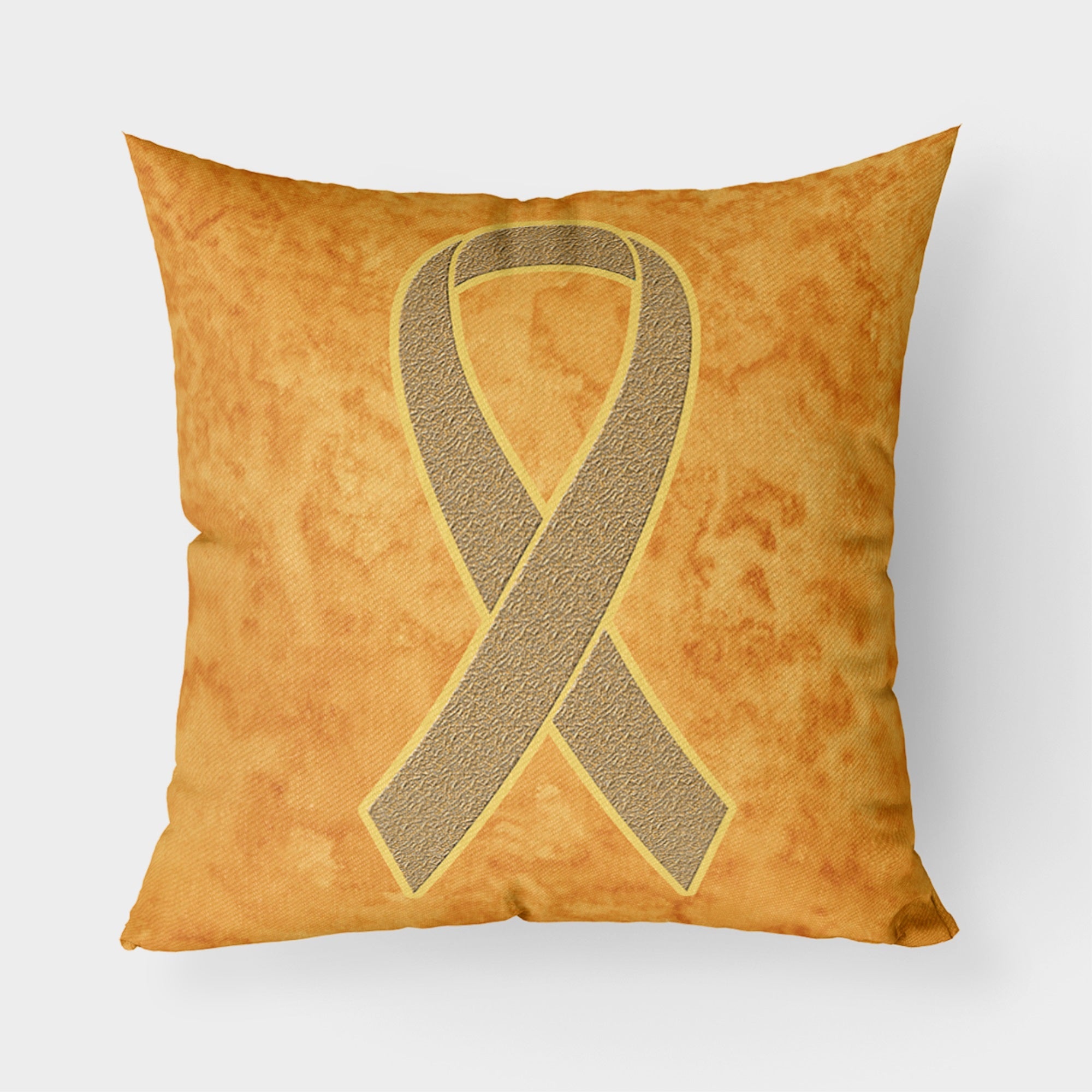 Peach Ribbon For Uterine Cancer Awareness Fabric Decorative Pillow