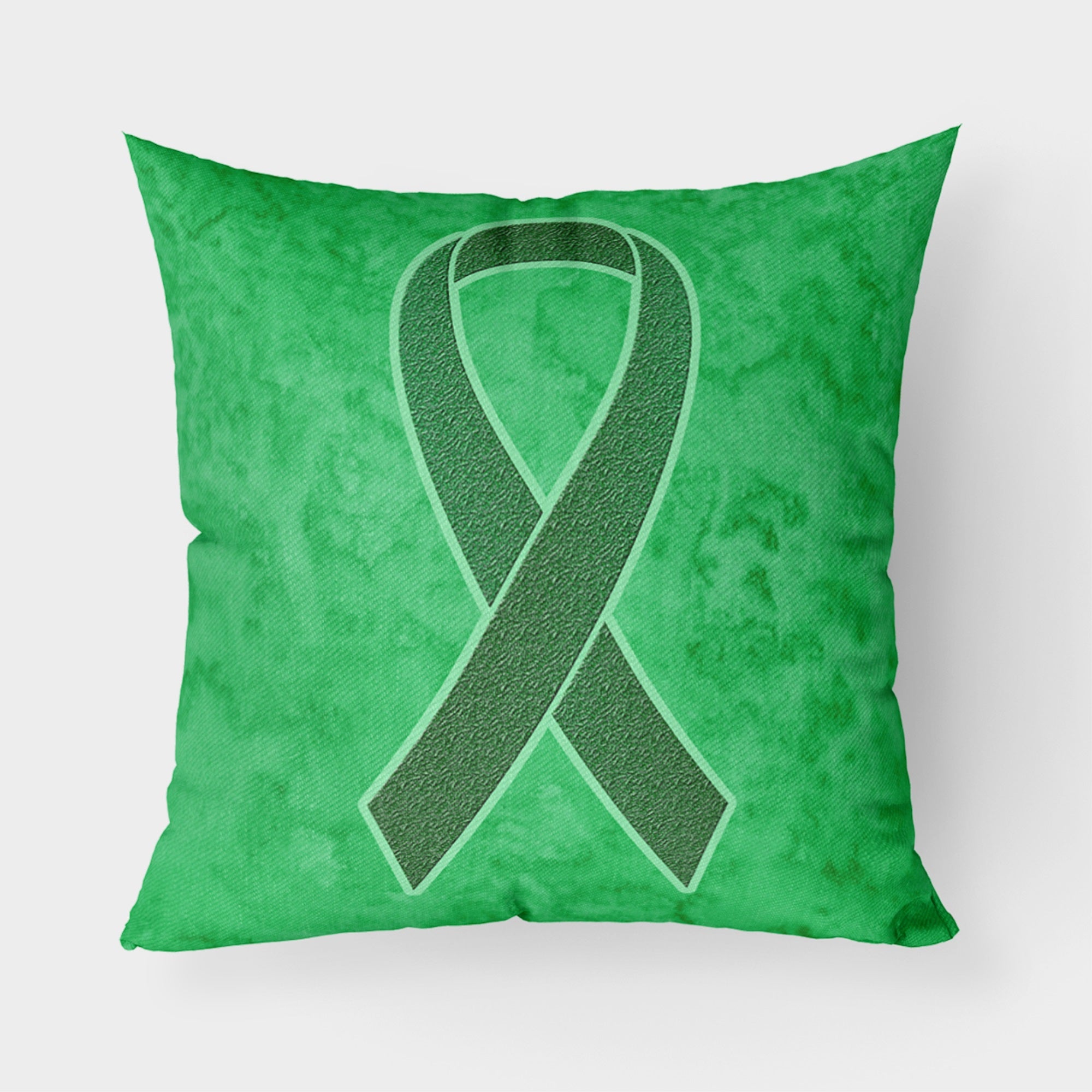 Kelly Green Ribbon For Kidney Cancer Awareness Fabric Decorative Pillow