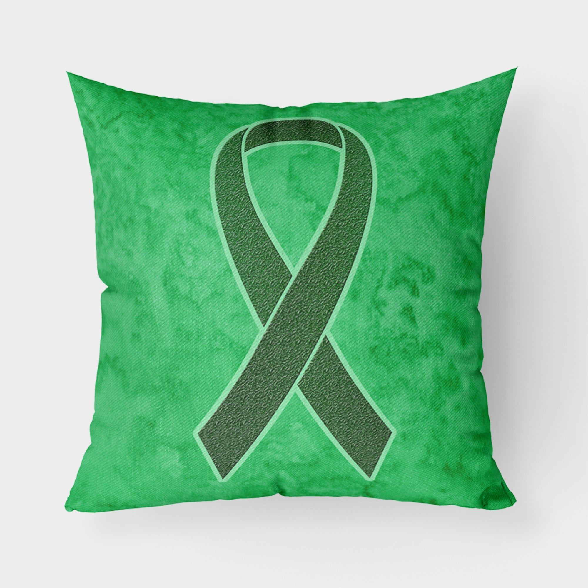 Emerald Green Ribbon For Liver Cancer Awareness Fabric Decorative Pillow