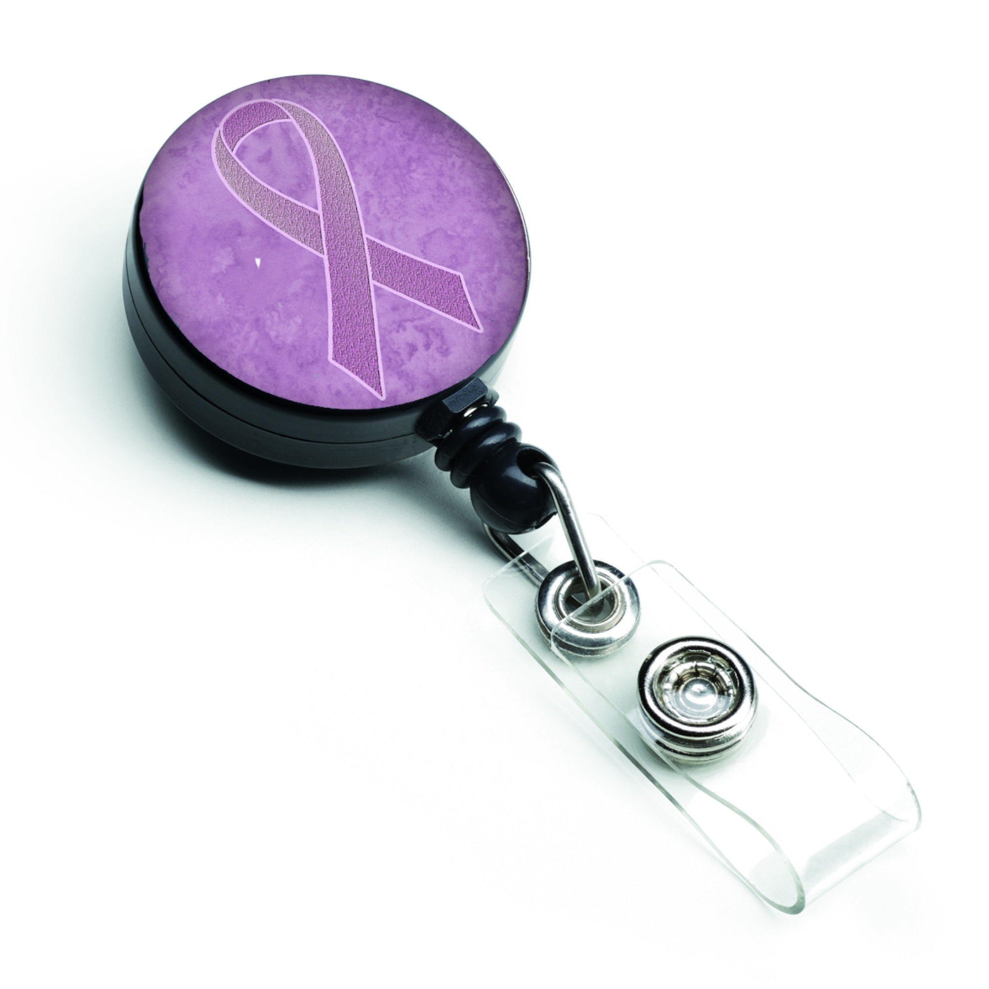 Lavender Ribbon For All Cancer Awareness Retractable Badge Reel