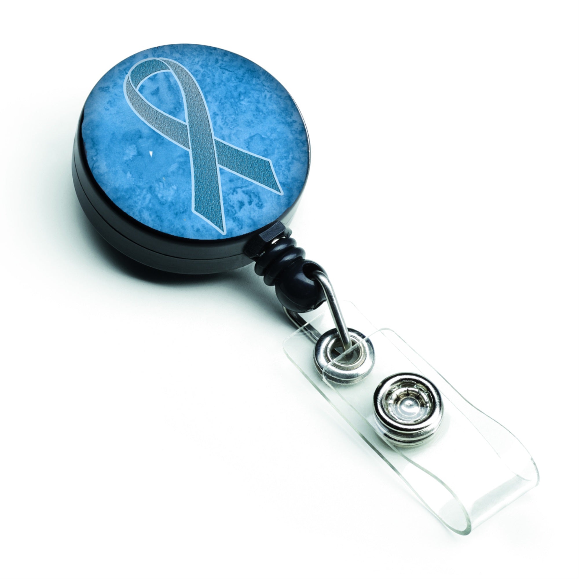 Blue Ribbon For Prostate Cancer Awareness Retractable Badge Reel