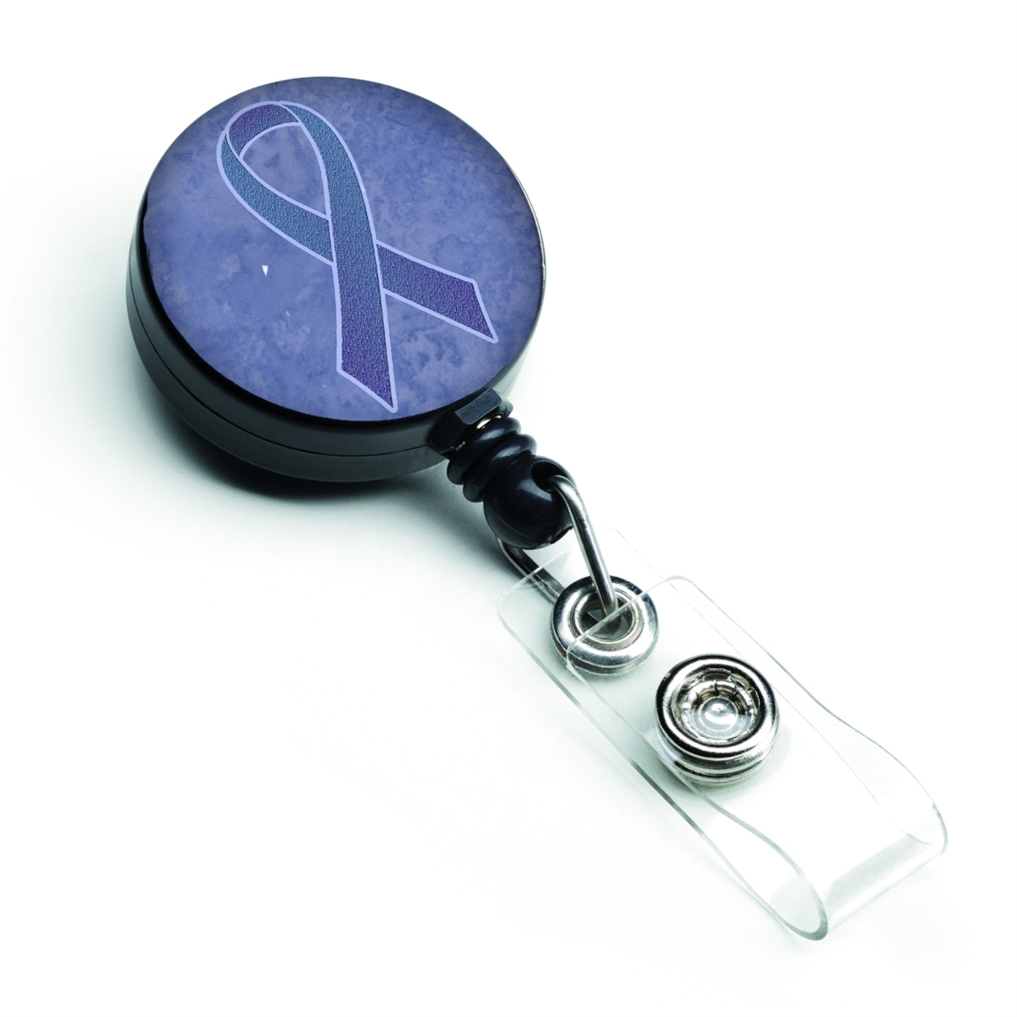 Periwinkle Blue Ribbon For Esophageal And Stomach Cancer Awareness Retractable Badge Reel