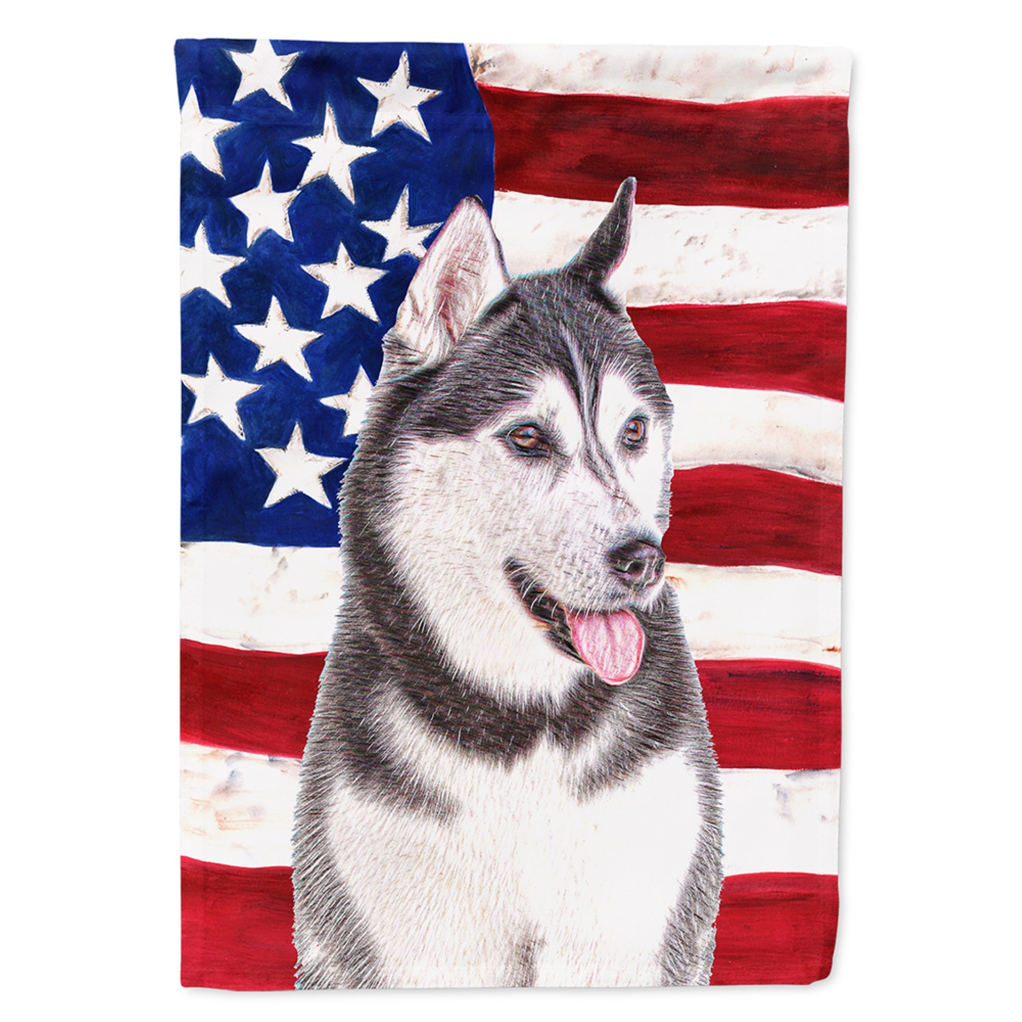 Usa American Flag With Alaskan Malamute Flag Garden Size