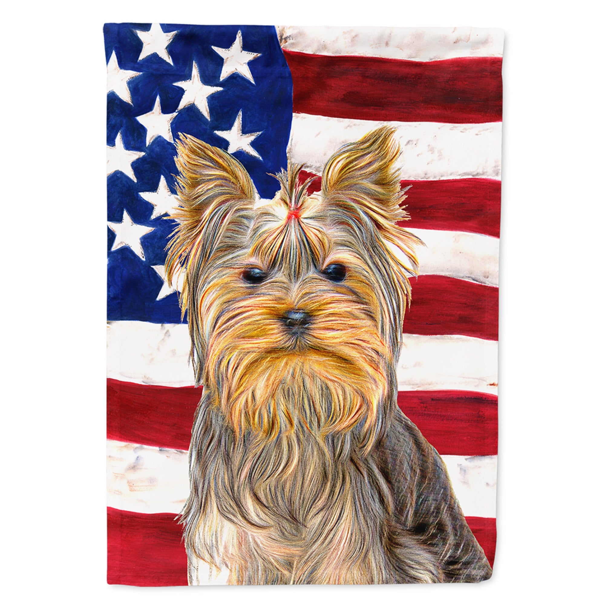 Usa American Flag With Yorkie / Yorkshire Terrier Flag Garden Size