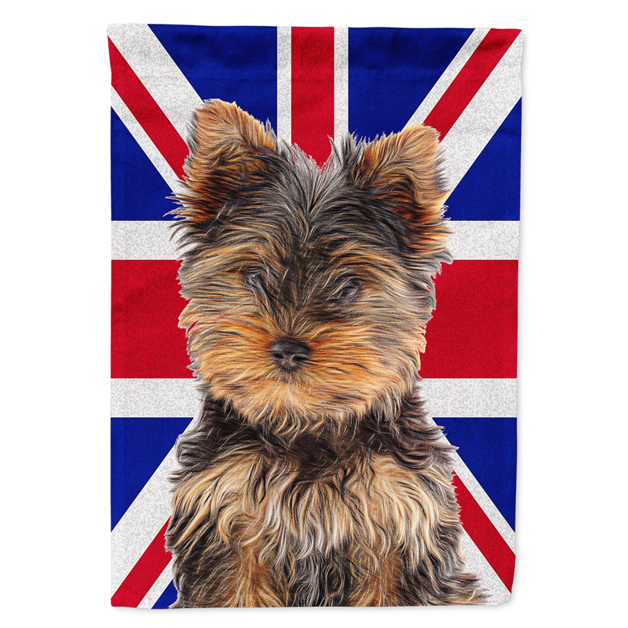 Yorkie Puppy / Yorkshire Terrier With English Union Jack British Flag Flag Garden Size