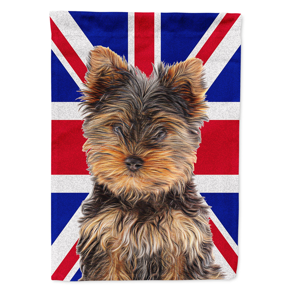 Yorkie Puppy / Yorkshire Terrier With English Union Jack British Flag Flag Garden Size