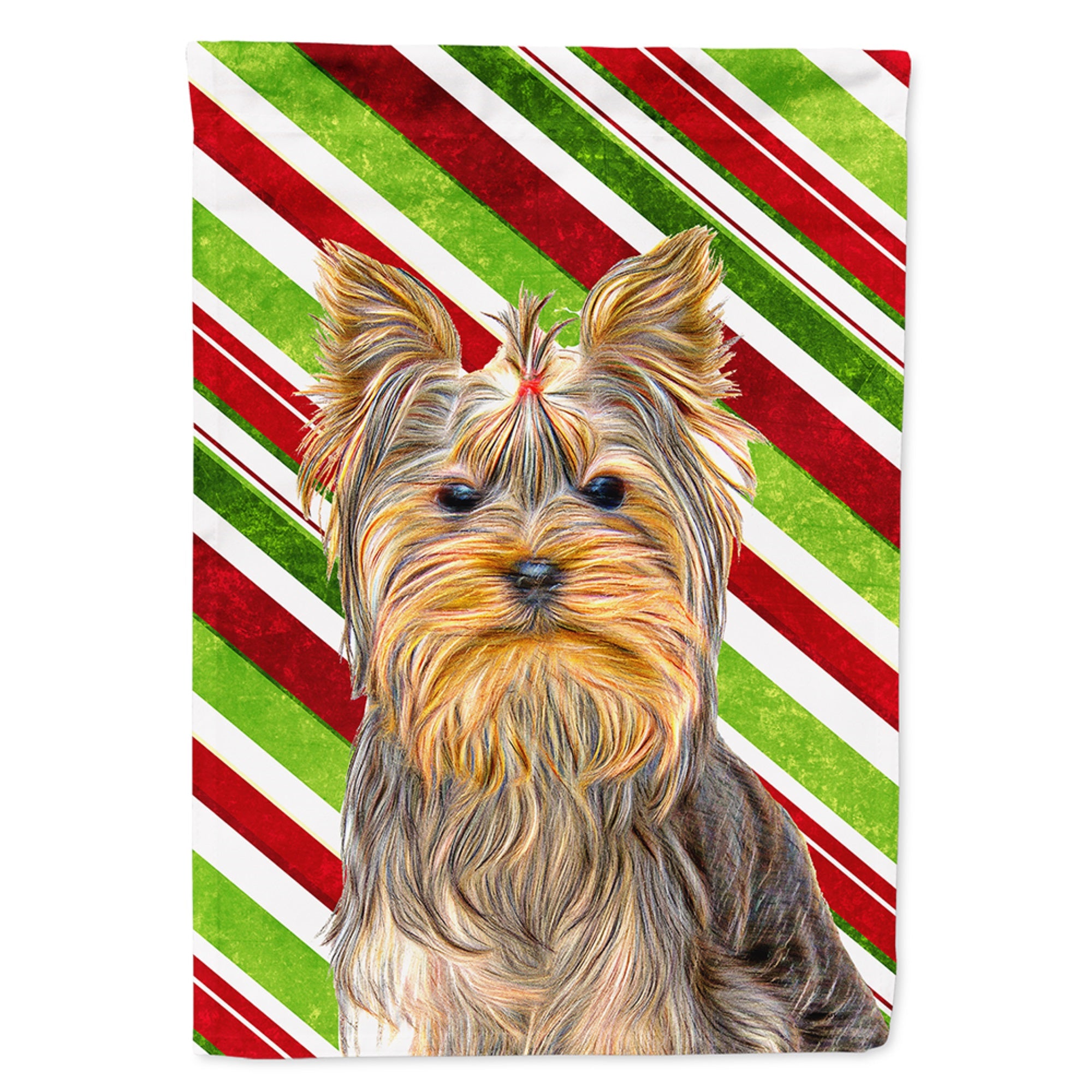 Candy Cane Holiday Christmas Yorkie / Yorkshire Terrier Flag Garden Size