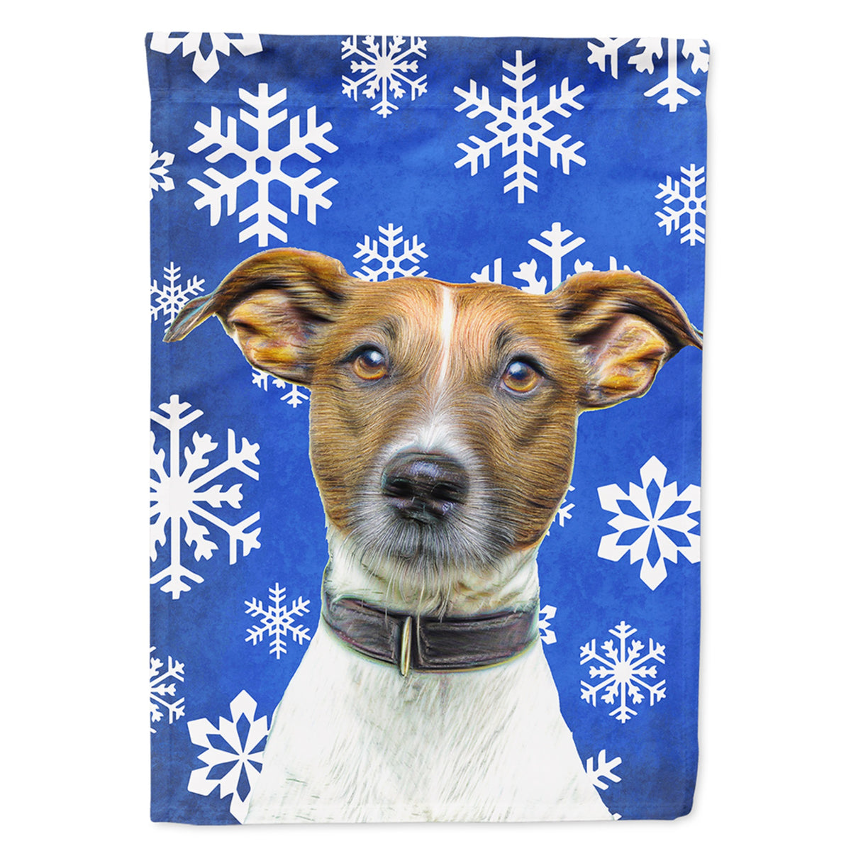 Winter Snowflakes Holiday Jack Russell Terrier Flag Garden Size